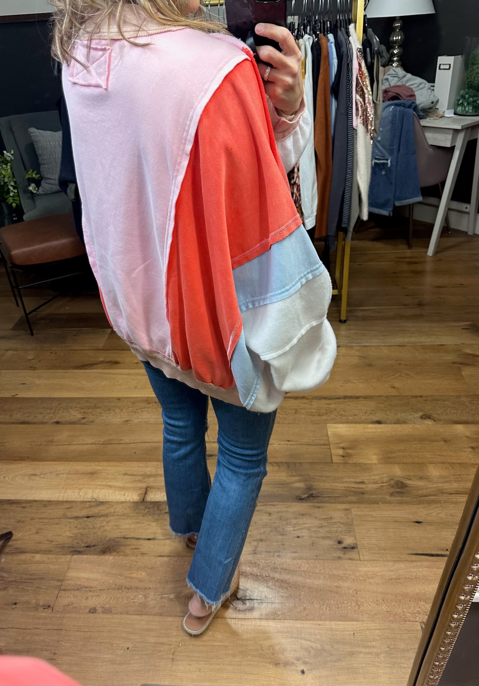 Unwritten Contrasting Zip-Up Lightweight Jacket - Pink/Orange/Blue