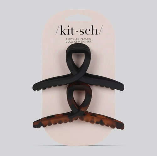 Kitsch Large Loop Claw Clips- Black/Tortoise-Kitsch 6561-Anna Kaytes Boutique, Women's Fashion Boutique in Grinnell, Iowa