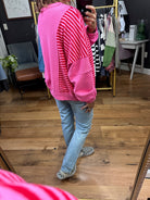 High Energy Striped Crewneck Sweatshirt - Pink-Bibi-Anna Kaytes Boutique, Women's Fashion Boutique in Grinnell, Iowa