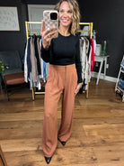 In A Haze Wide-Leg Trouser Pant - Hazelnut-Skies Are Blue-Anna Kaytes Boutique, Women's Fashion Boutique in Grinnell, Iowa