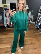 The Gabby Wide Leg + Hoodie Set - Pine Green-Two Piece Set-Double zero dz23e999 dz23g455-Anna Kaytes Boutique, Women's Fashion Boutique in Grinnell, Iowa