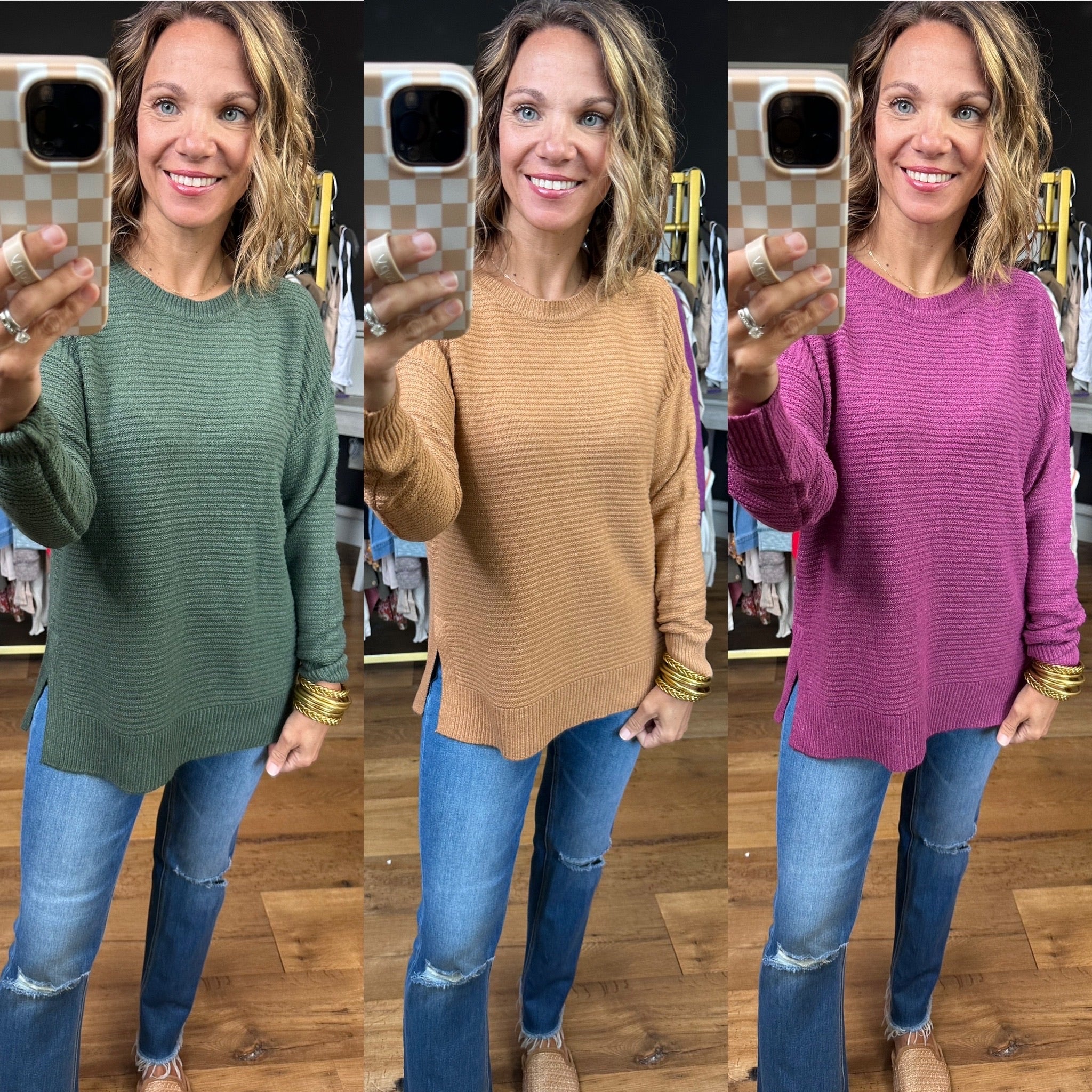 Right There With You Textured Crew Sweater - Multiple Options-Staccato-Anna Kaytes Boutique, Women's Fashion Boutique in Grinnell, Iowa