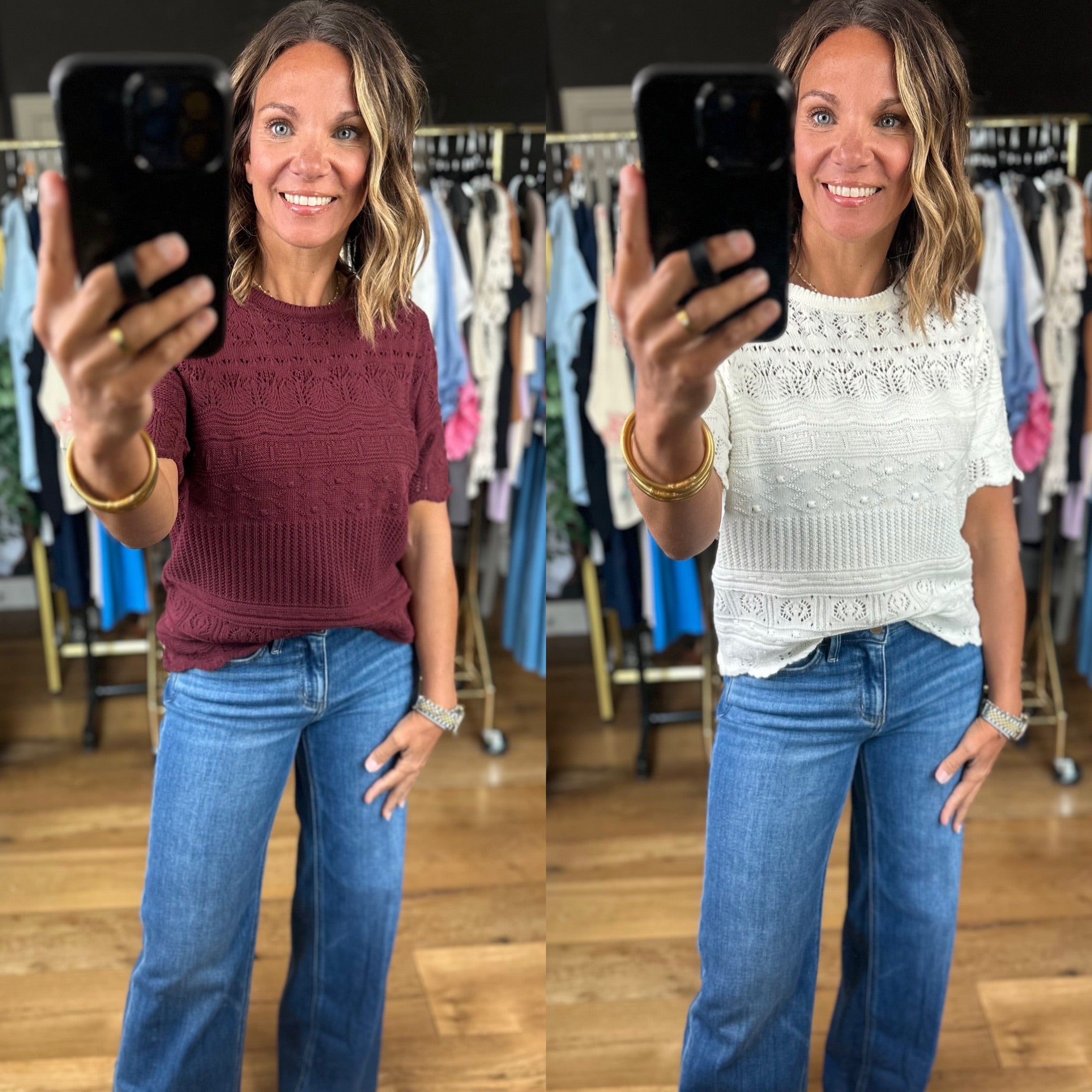 All Things Considered Crochet Top-Short Sleeves-Vine & Love-Anna Kaytes Boutique, Women's Fashion Boutique in Grinnell, Iowa