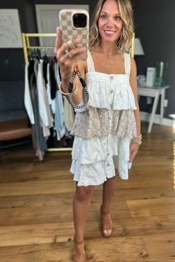 Give It All Back Ruffle Button-Down Dress - Ivory-POL-Anna Kaytes Boutique, Women's Fashion Boutique in Grinnell, Iowa