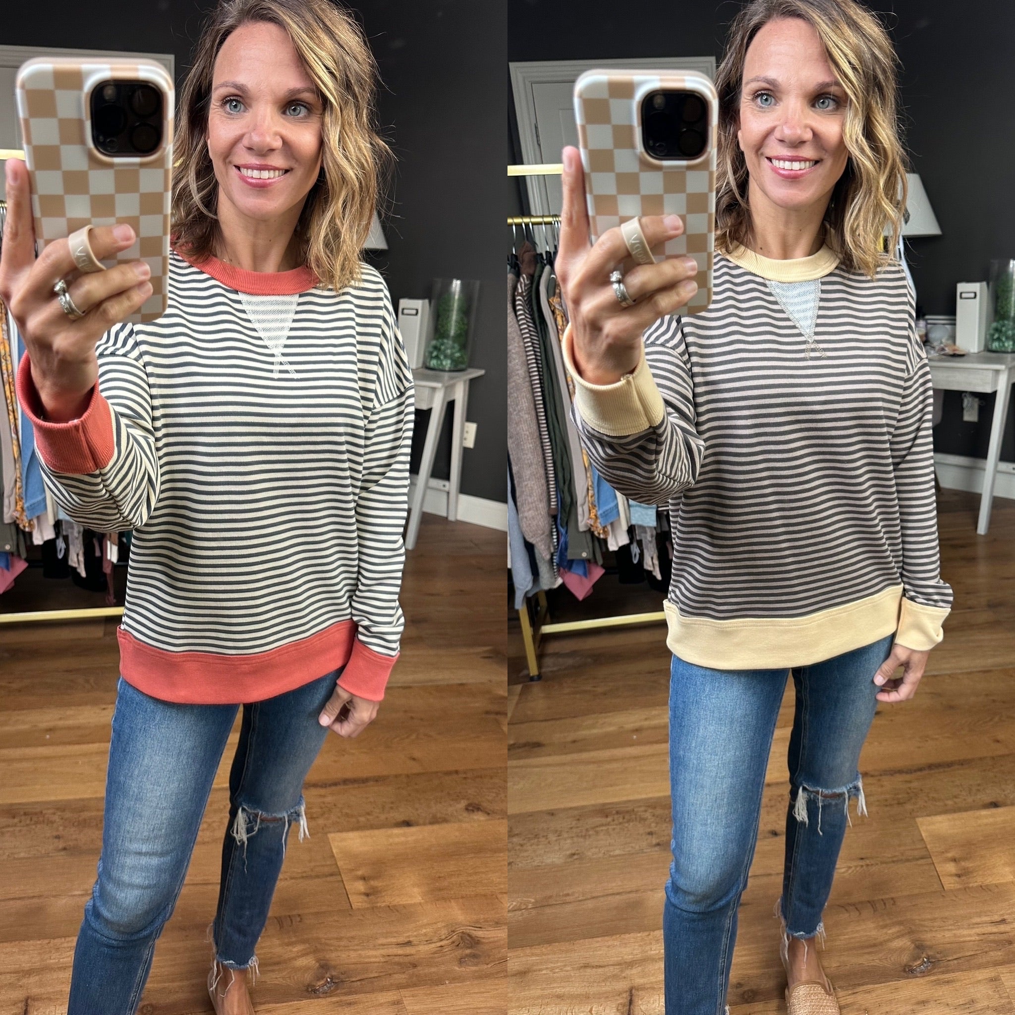 All Day Comfort Striped Crew - Multiple Options-Staccato-Anna Kaytes Boutique, Women's Fashion Boutique in Grinnell, Iowa