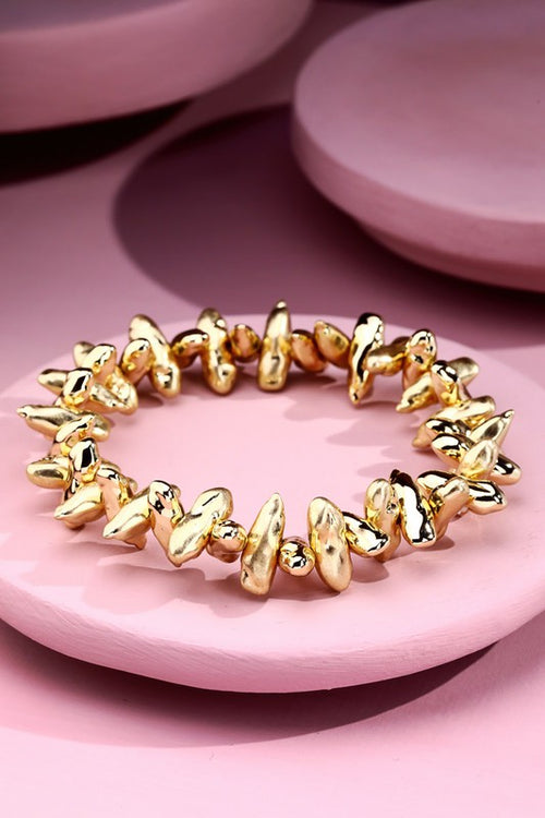 Abstract Metal Charm Bracelet- Gold-Bracelets-Urbanista WT4BW71645-Anna Kaytes Boutique, Women's Fashion Boutique in Grinnell, Iowa