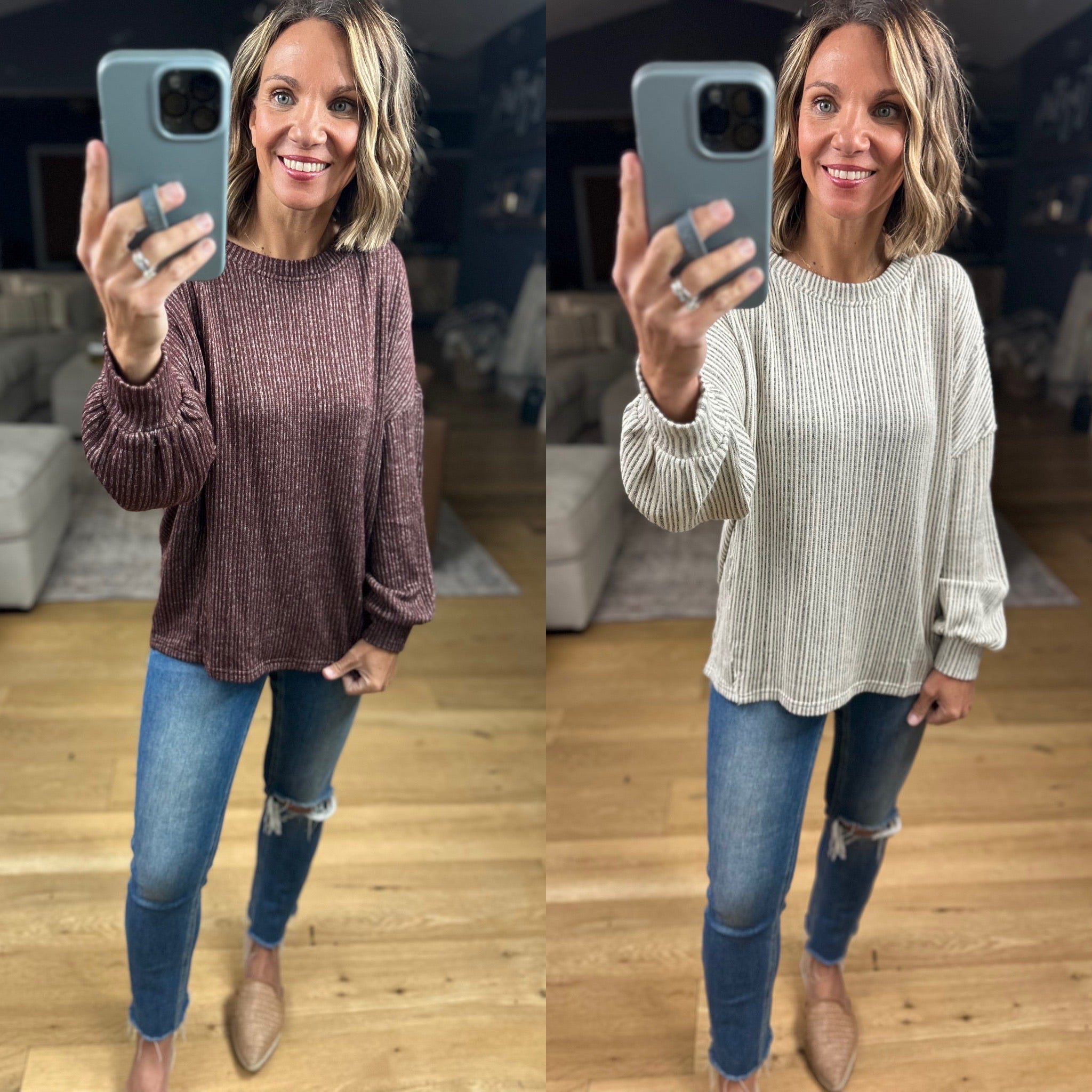Moments In Time Ribbed Long Sleeve Top-Blu Pepper-Anna Kaytes Boutique, Women's Fashion Boutique in Grinnell, Iowa