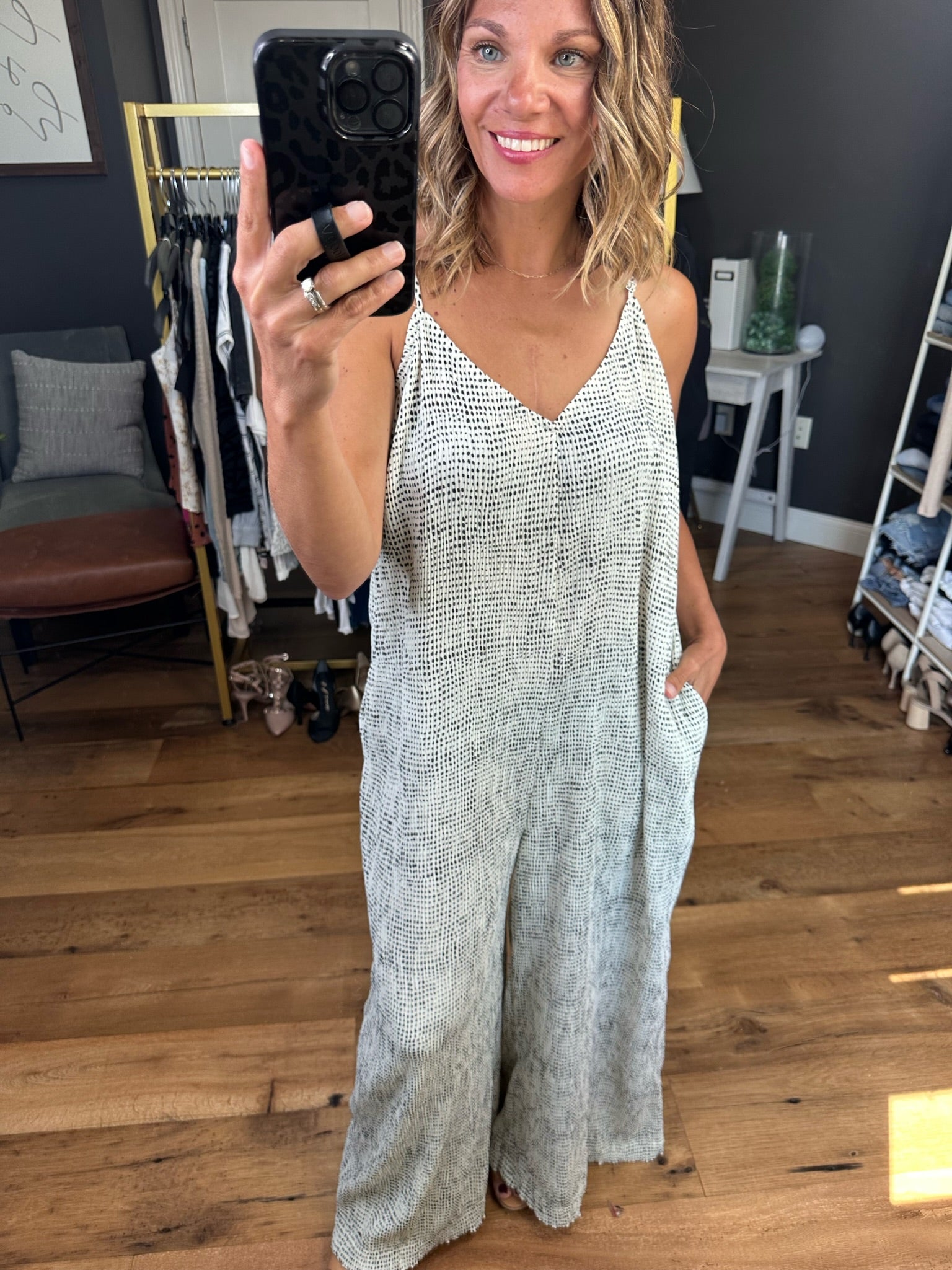 Around The World Dotted Wide-Leg Jumpsuit - White
