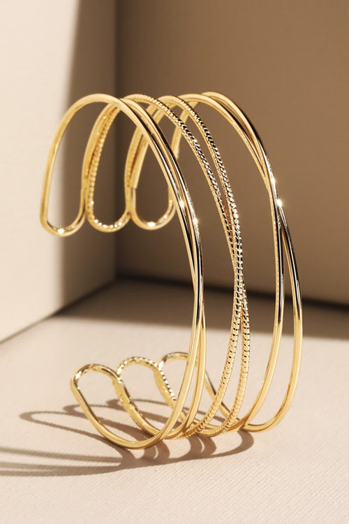 Textured Wired Cuff Bracelet- Gold-Urbanista RN1MB4153-Anna Kaytes Boutique, Women's Fashion Boutique in Grinnell, Iowa