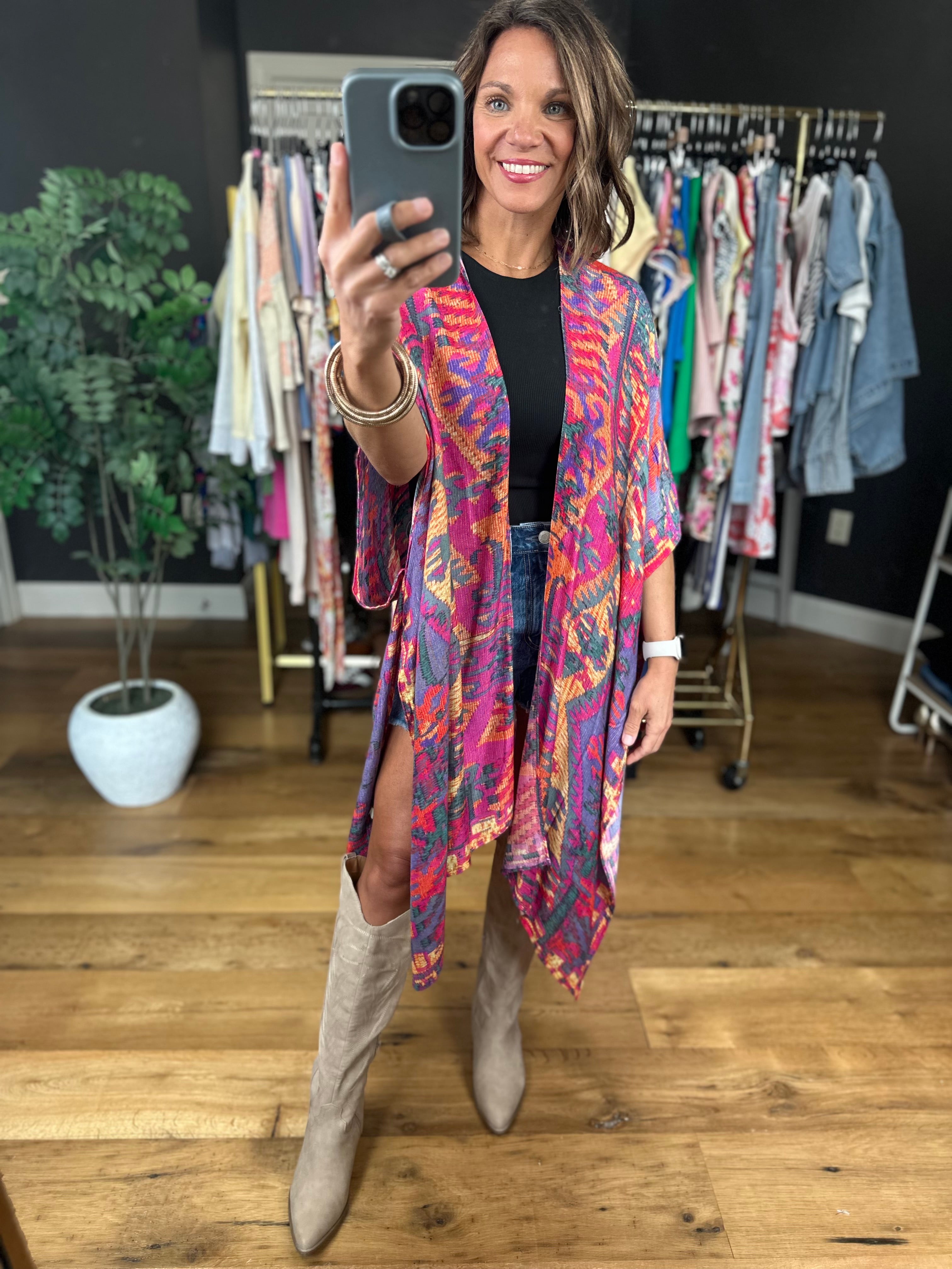 Right Here In Paradise Kimono - Multi-Urbanista-Anna Kaytes Boutique, Women's Fashion Boutique in Grinnell, Iowa