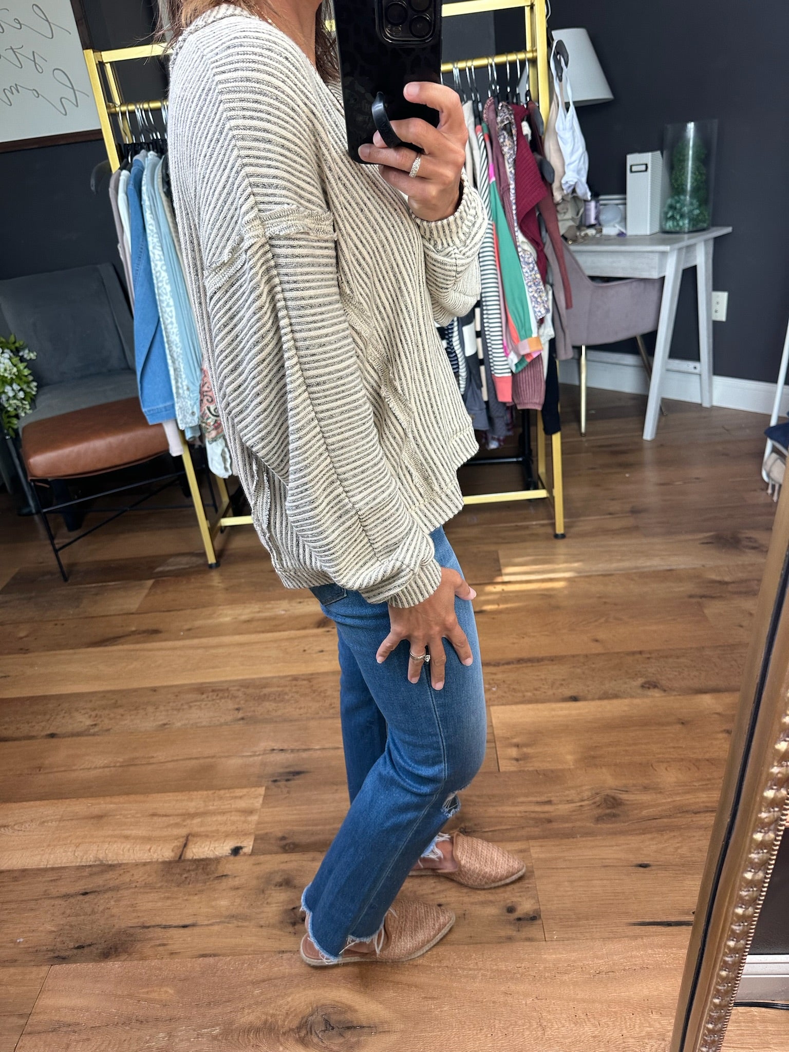 Convince Yourself Ribbed V-Neck Long Sleeve - Multiple Options-Blu Pepper-Anna Kaytes Boutique, Women's Fashion Boutique in Grinnell, Iowa