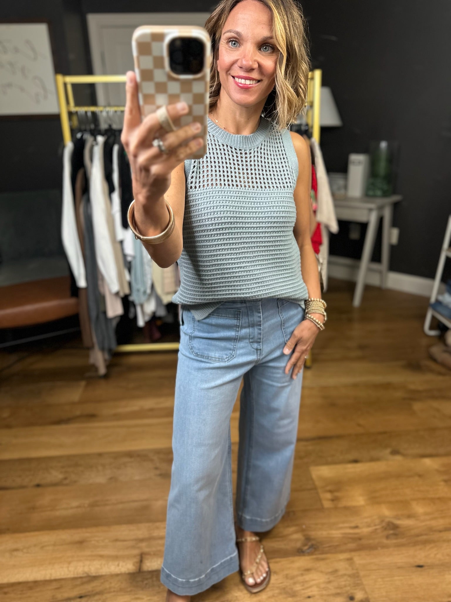 By My Moonlight Knit Top - Dusty Blue-Staccato-Anna Kaytes Boutique, Women's Fashion Boutique in Grinnell, Iowa
