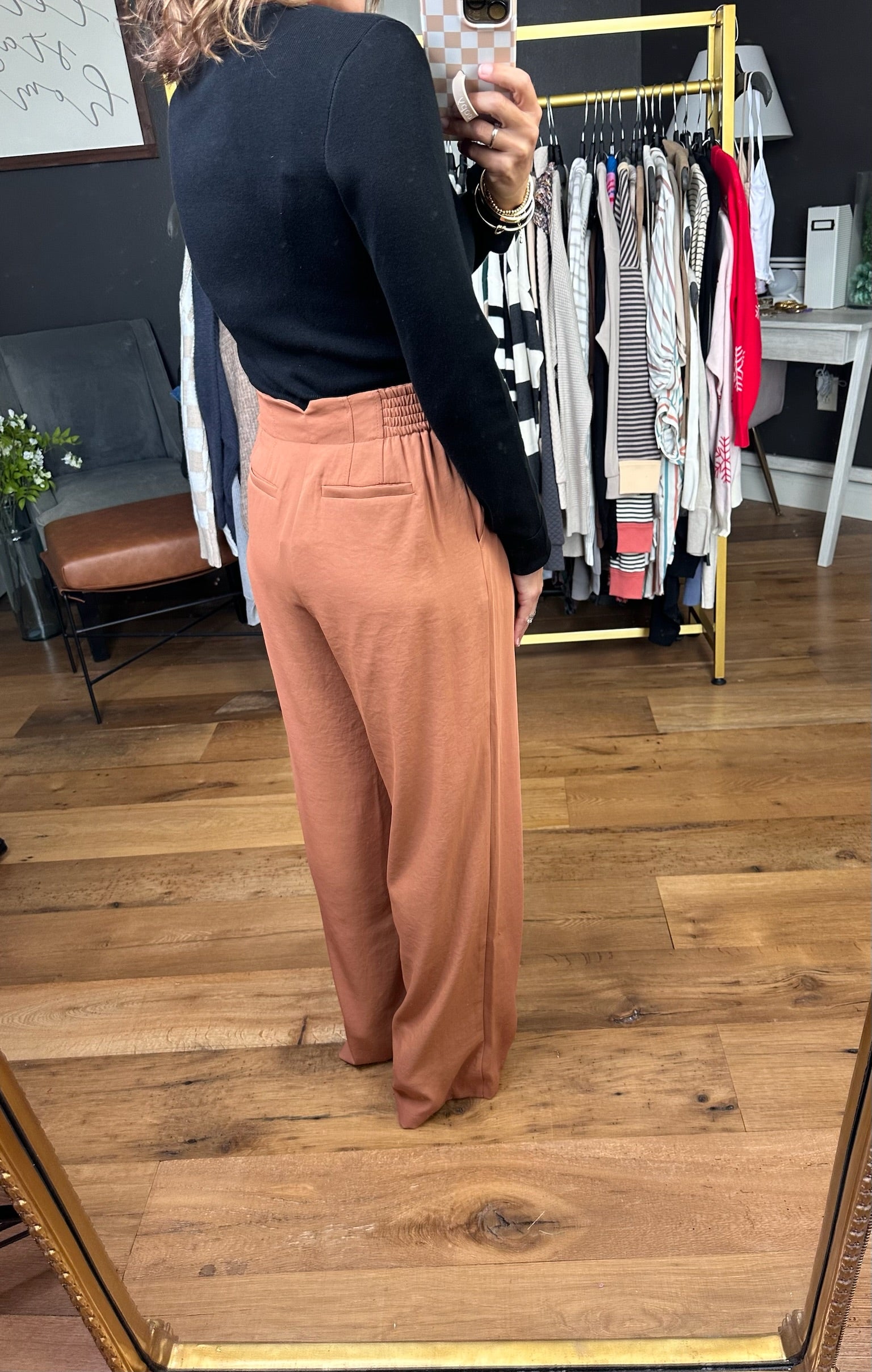 In A Haze Wide-Leg Trouser Pant - Hazelnut-Skies Are Blue-Anna Kaytes Boutique, Women's Fashion Boutique in Grinnell, Iowa