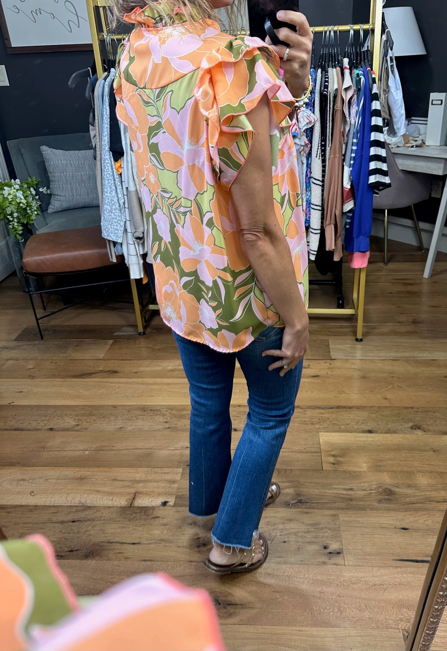 More Than Ever Floral Flutter Sleeve Top - Sage Multi-Short Sleeves-Ces Femme-Anna Kaytes Boutique, Women's Fashion Boutique in Grinnell, Iowa