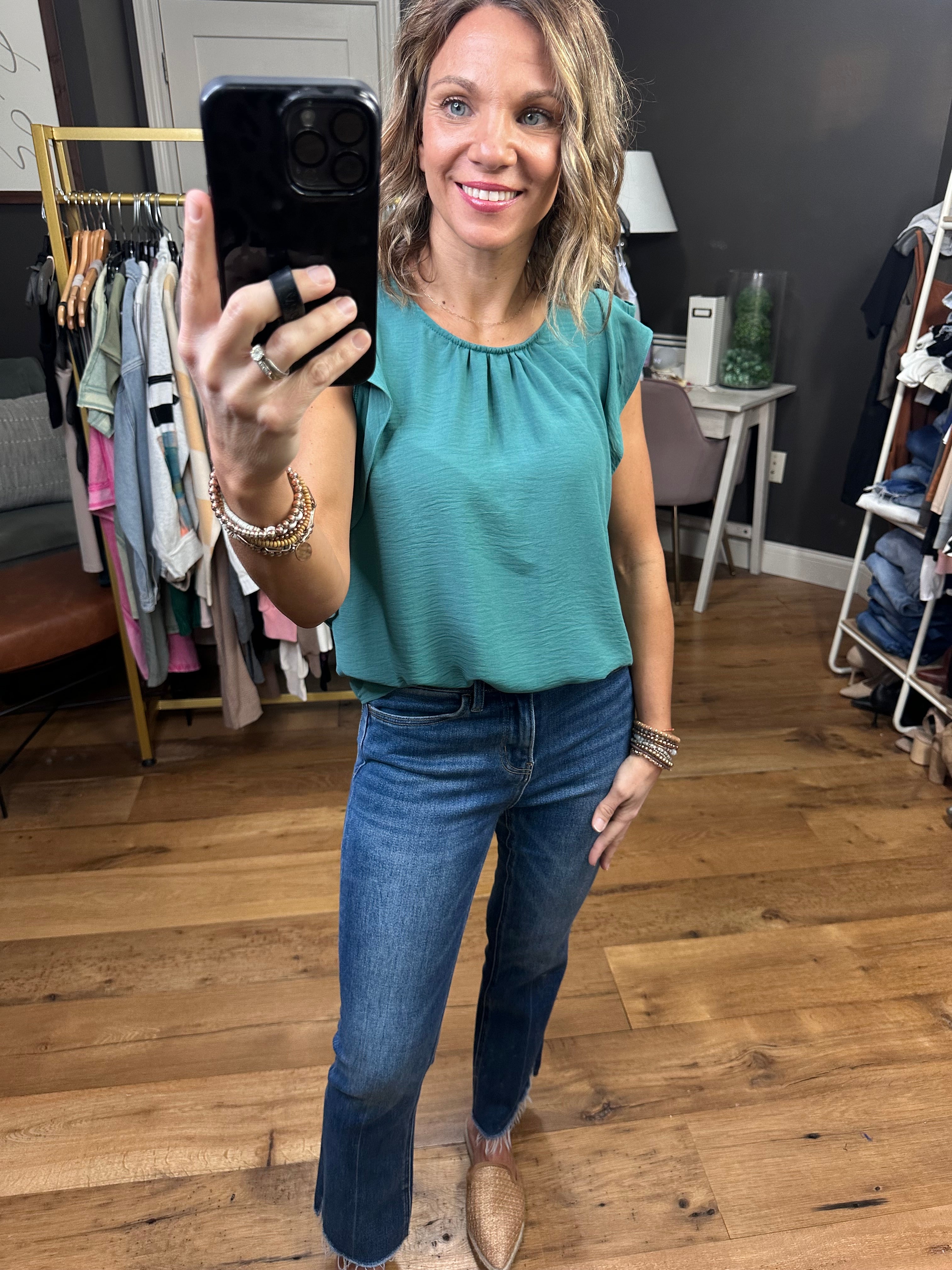 All Good Things Ruffle Top - Multiple Color Options-Short Sleeves-Les Amis T1594-Anna Kaytes Boutique, Women's Fashion Boutique in Grinnell, Iowa