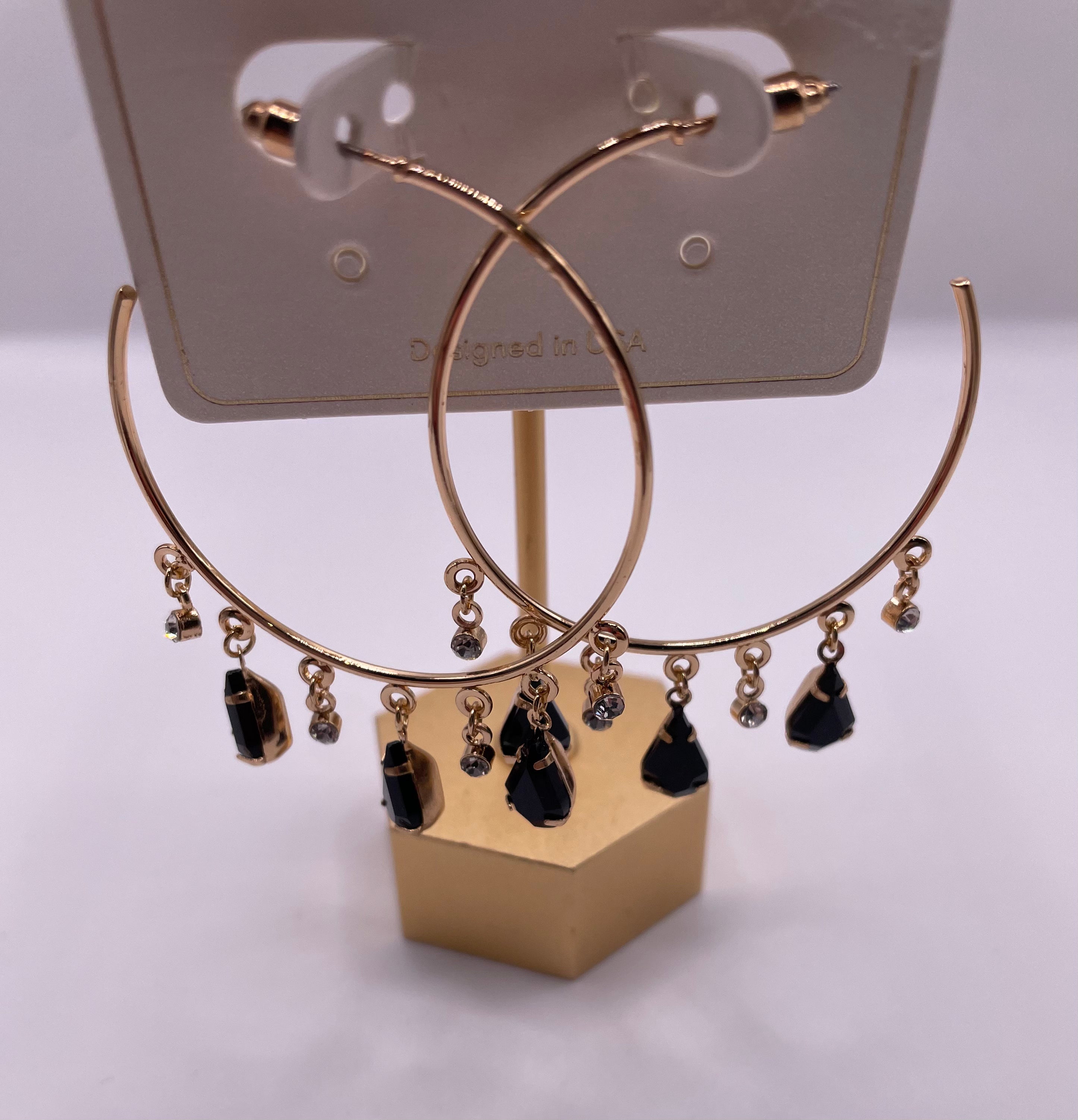 Alayna Earrings- Black/Gold-Earrings-Anna Kaytes Boutique-Anna Kaytes Boutique, Women's Fashion Boutique in Grinnell, Iowa