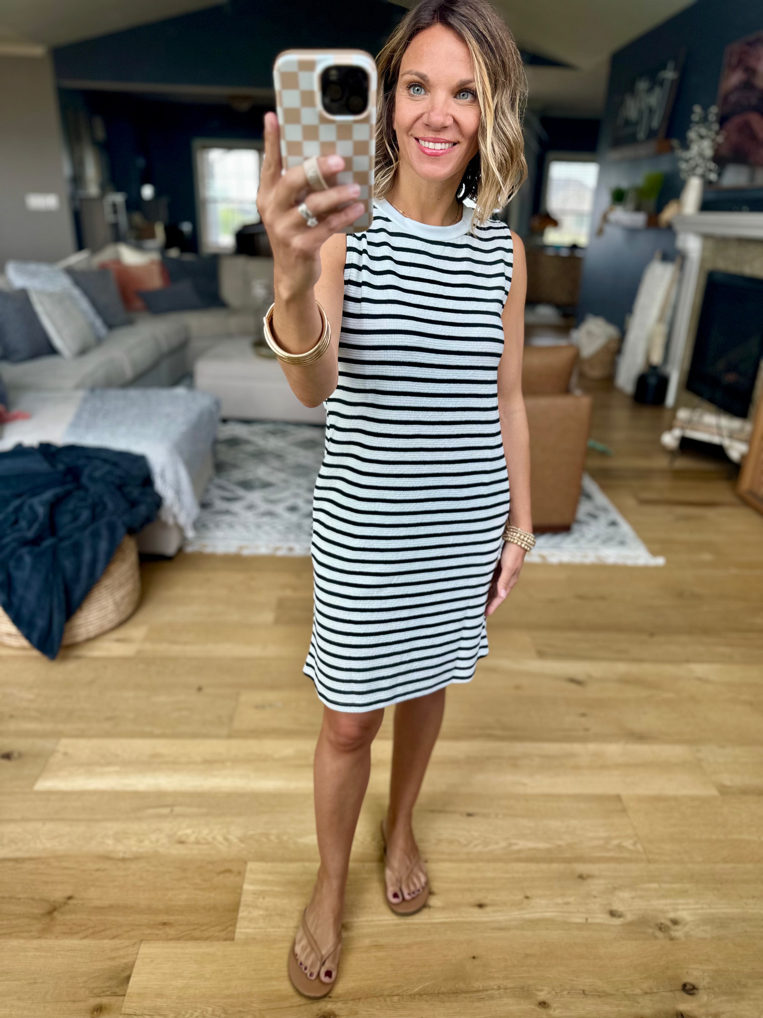 Life To Live Striped Pocket Dress - Ivory/Black-Staccato-Anna Kaytes Boutique, Women's Fashion Boutique in Grinnell, Iowa