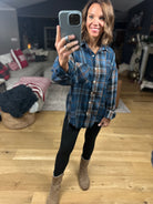 Casual Day Raw-Hem Boyfriend Flannel - NAVY-Aemi & Co-Anna Kaytes Boutique, Women's Fashion Boutique in Grinnell, Iowa