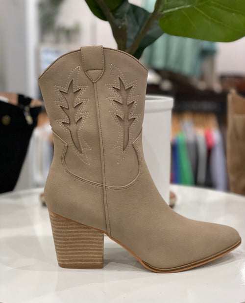Maren Western Bootie- Taupe-Boots-Cocci- Clementine-Anna Kaytes Boutique, Women's Fashion Boutique in Grinnell, Iowa