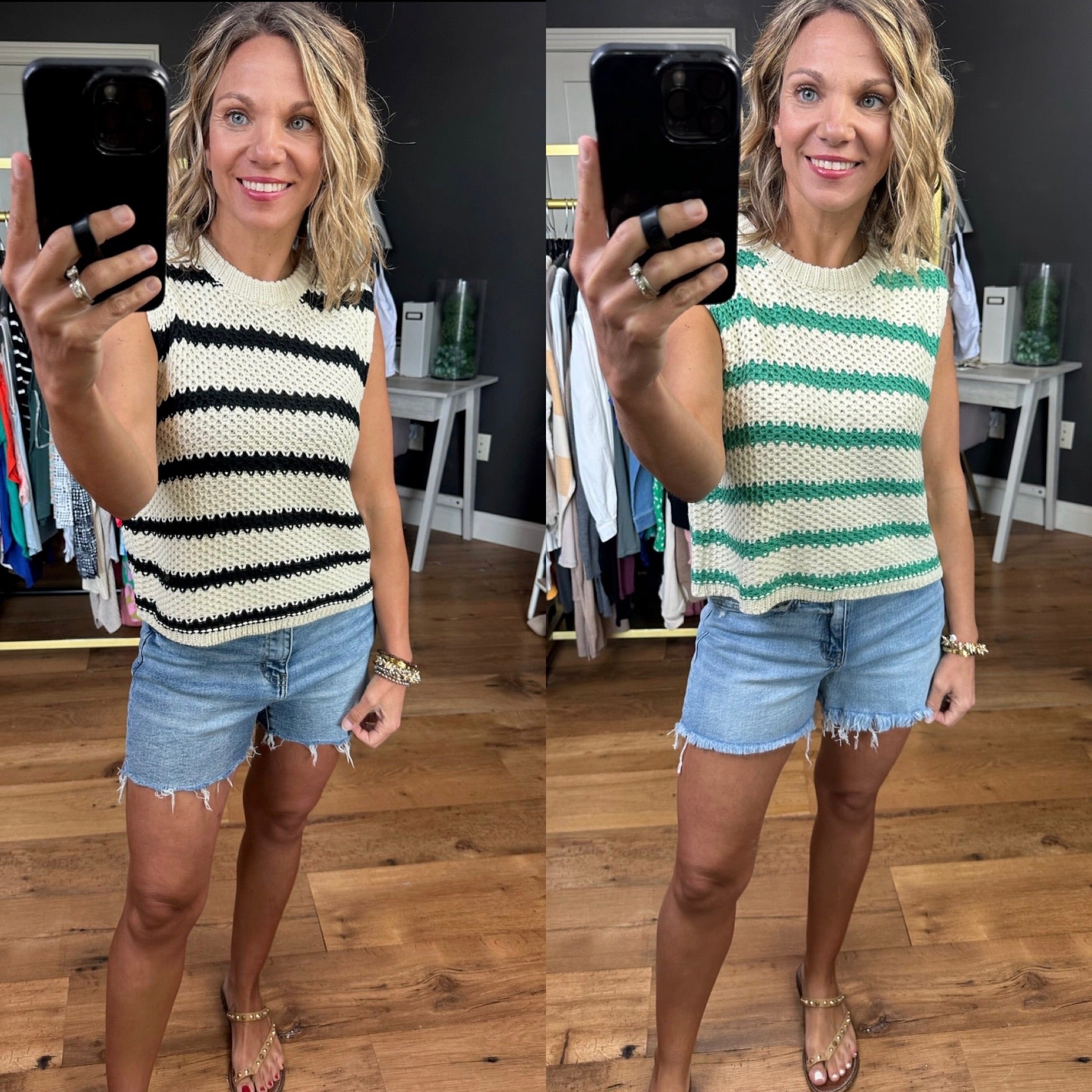 On the Edge Striped Knit Top-Short Sleeves-La Miel-Anna Kaytes Boutique, Women's Fashion Boutique in Grinnell, Iowa