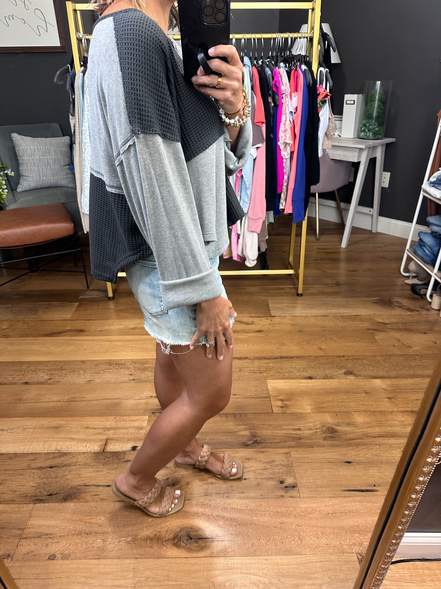 Make A Suggestion Waffle Henley Top - Multiple Options-Long Sleeves-POL SMT2173-Anna Kaytes Boutique, Women's Fashion Boutique in Grinnell, Iowa