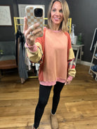 My Happy Place Plaid Patchwork Crewneck - Brick-Easel-Anna Kaytes Boutique, Women's Fashion Boutique in Grinnell, Iowa