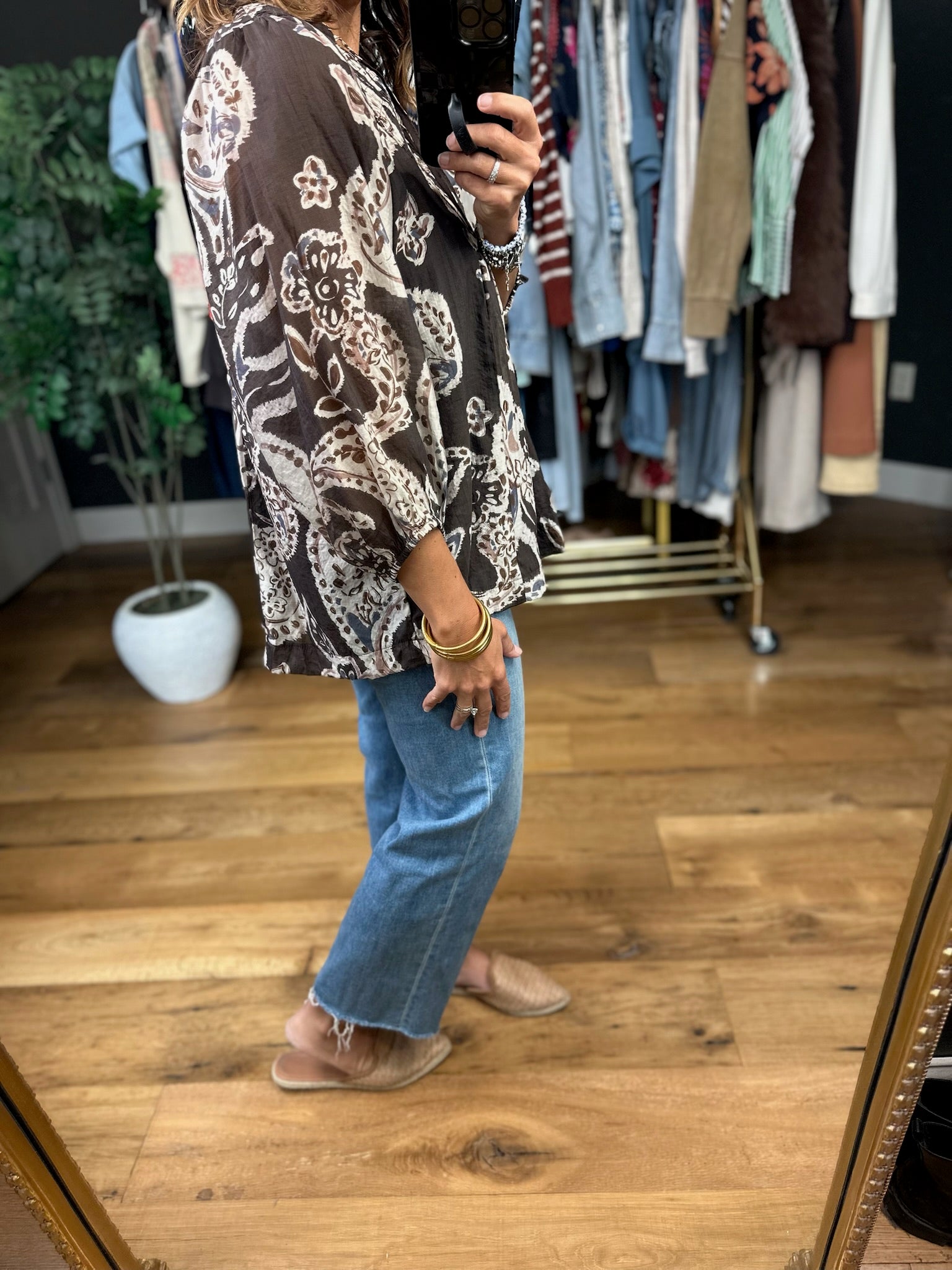 With Ease Patterned Top-Long Sleeves-Umgee-Anna Kaytes Boutique, Women's Fashion Boutique in Grinnell, Iowa