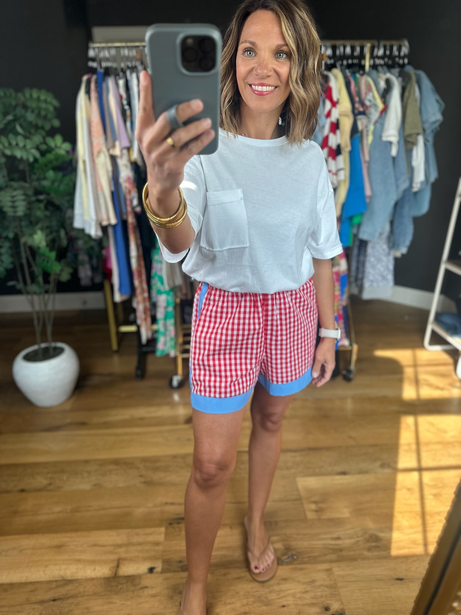 The Americana Plaid Shorts-Shorts-Entro-Anna Kaytes Boutique, Women's Fashion Boutique in Grinnell, Iowa