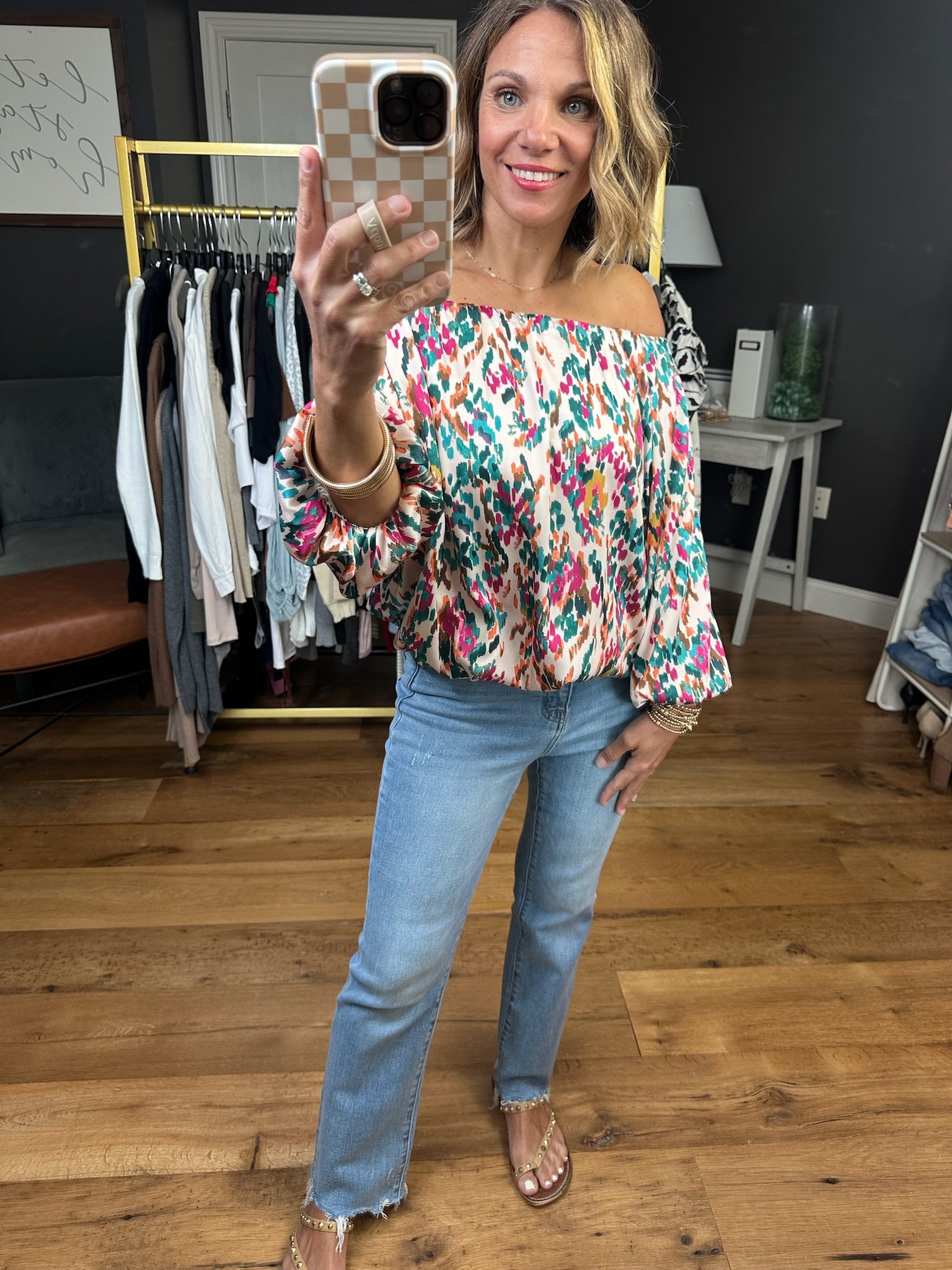 Sunset Cocktails Off-Shoulder Top-THML-Anna Kaytes Boutique, Women's Fashion Boutique in Grinnell, Iowa