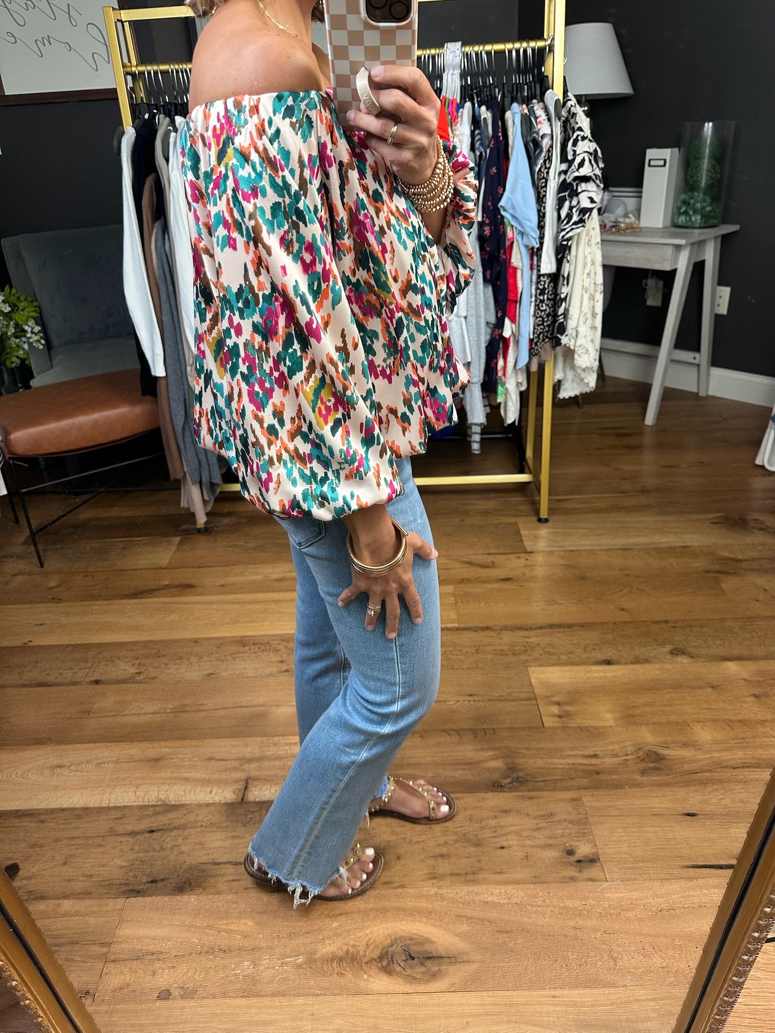 Sunset Cocktails Off-Shoulder Top-THML-Anna Kaytes Boutique, Women's Fashion Boutique in Grinnell, Iowa