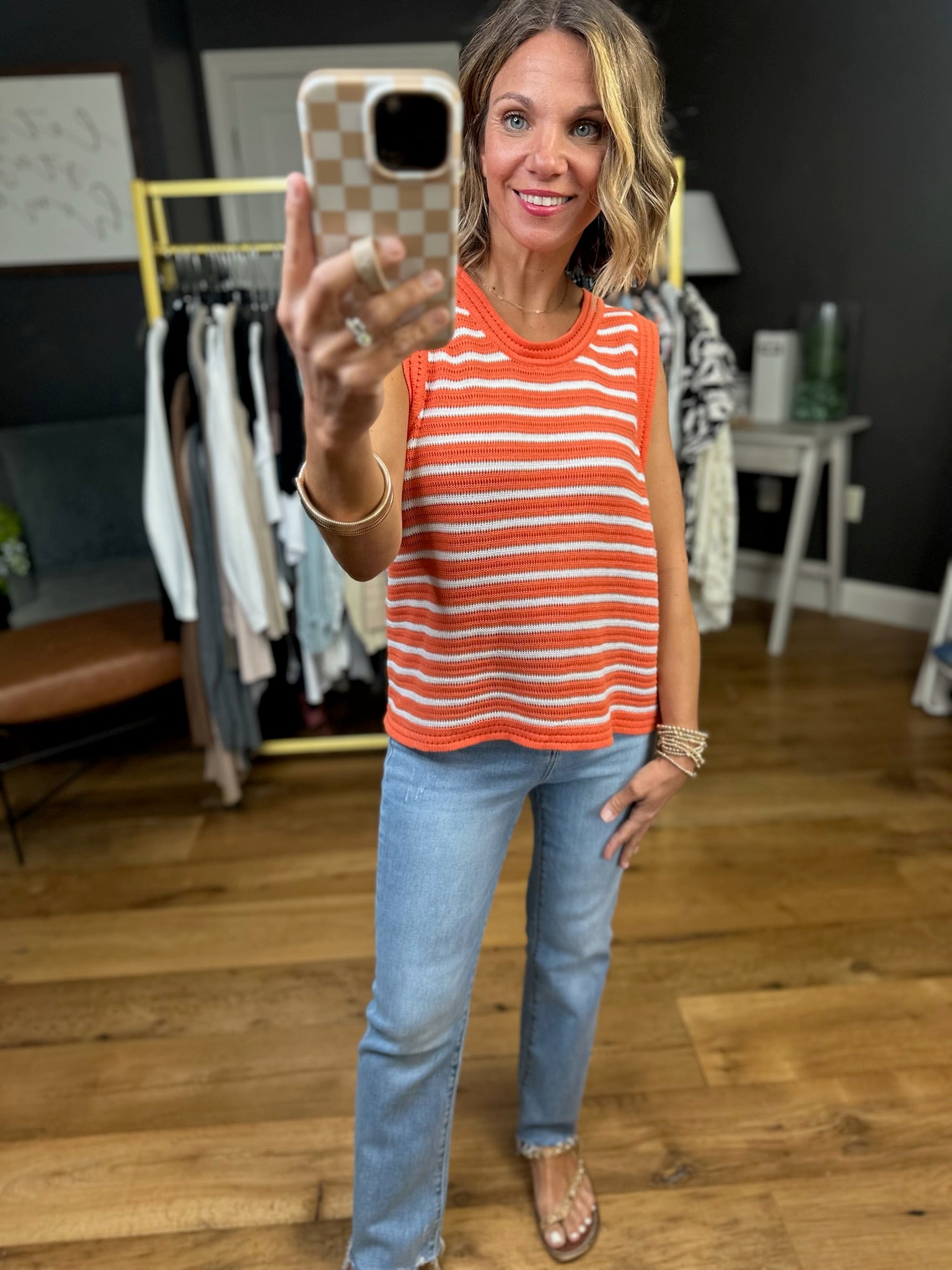Slow Burn Striped Knit Top - Orange-By Together-Anna Kaytes Boutique, Women's Fashion Boutique in Grinnell, Iowa