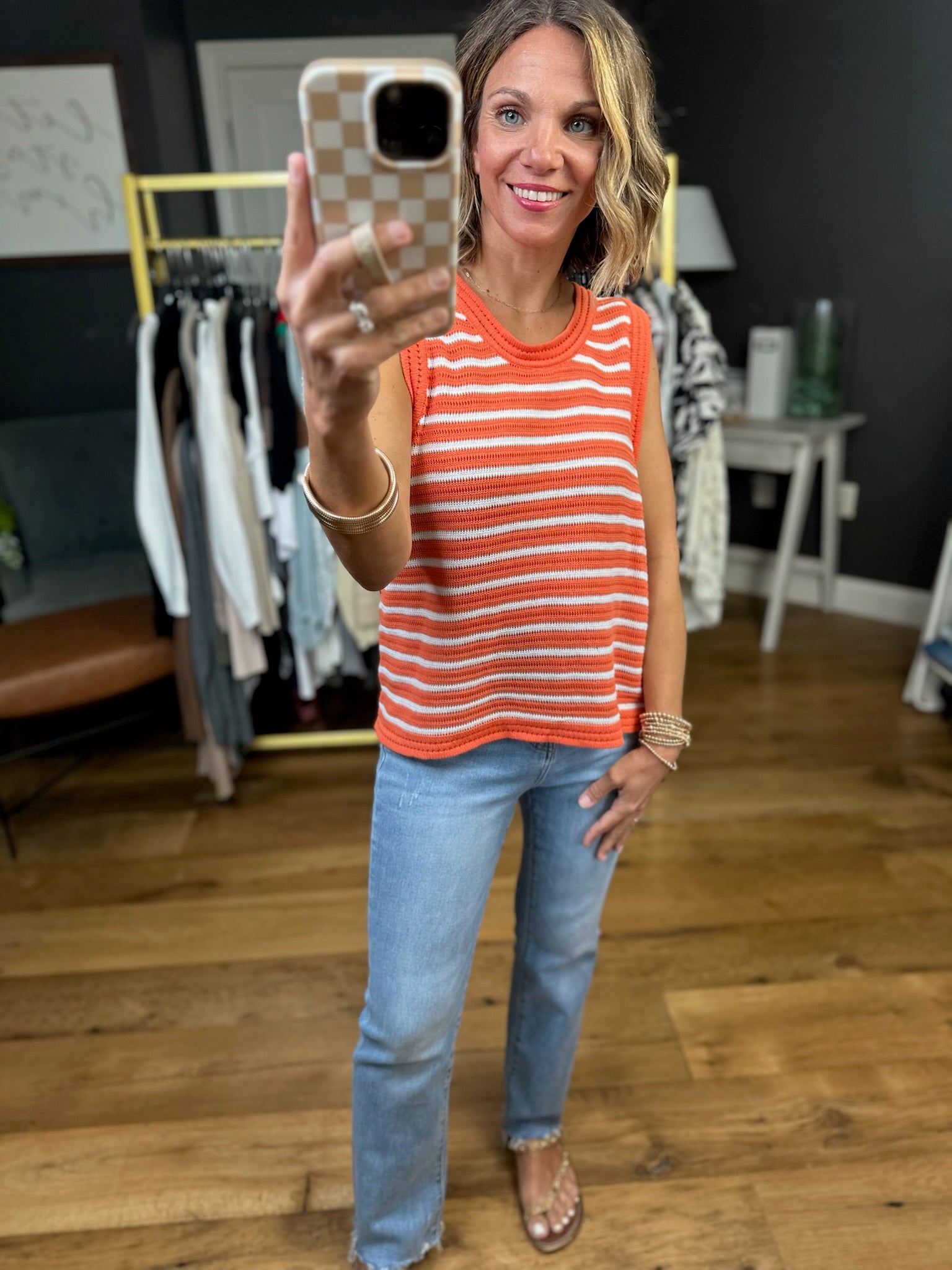 Slow Burn Striped Knit Top - Orange-By Together-Anna Kaytes Boutique, Women's Fashion Boutique in Grinnell, Iowa