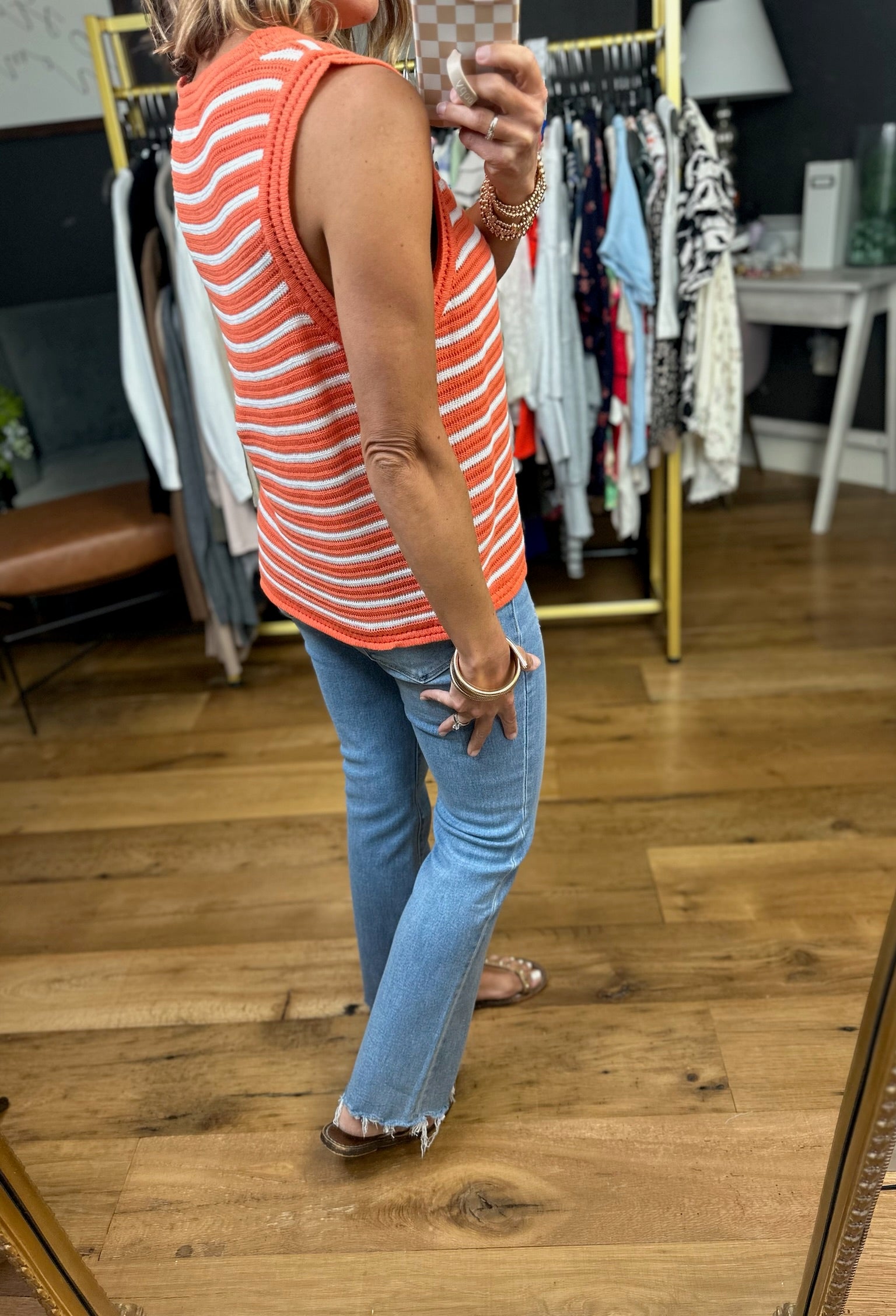 Slow Burn Striped Knit Top - Orange-By Together-Anna Kaytes Boutique, Women's Fashion Boutique in Grinnell, Iowa