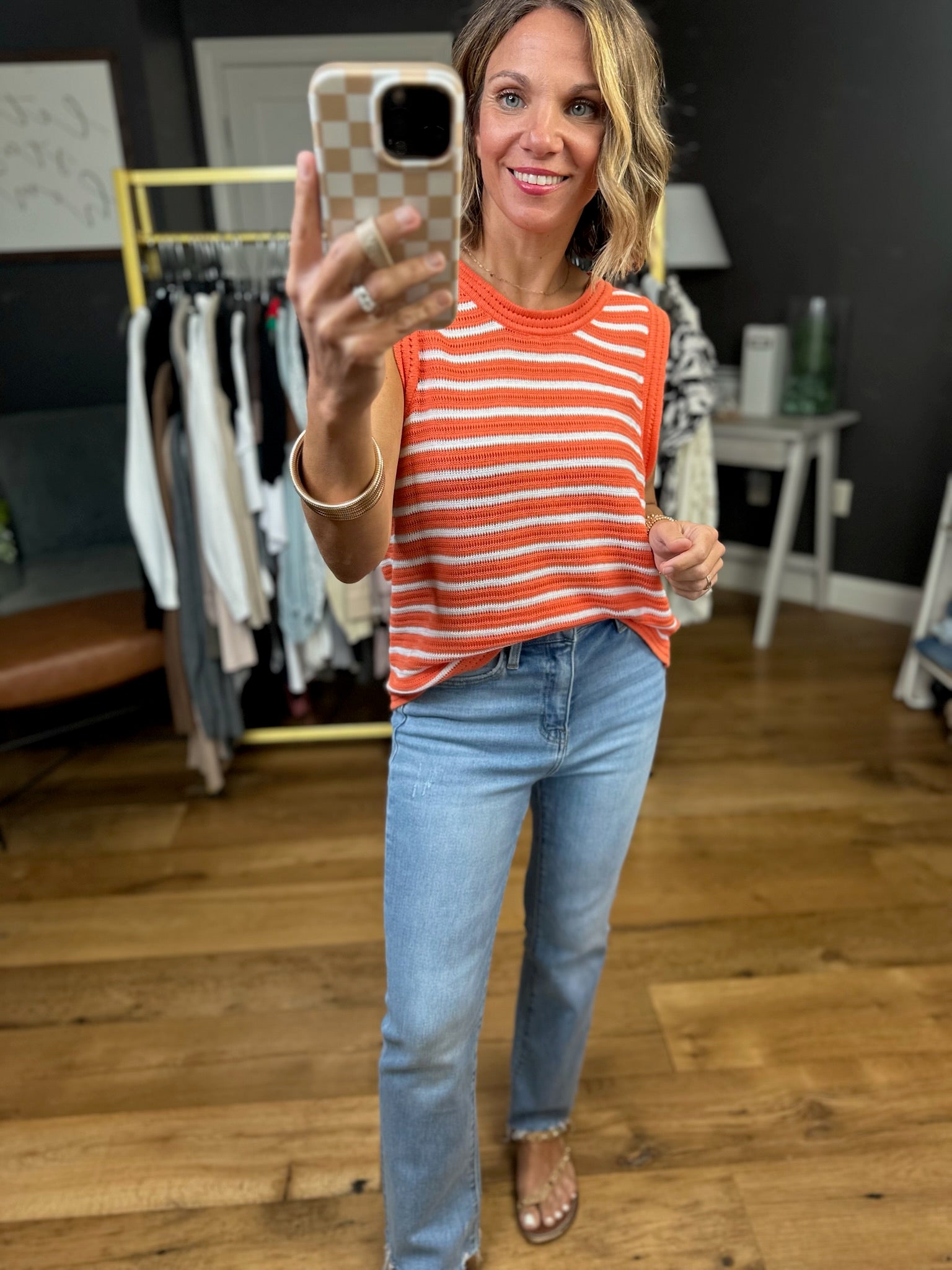Slow Burn Striped Knit Top - Orange-By Together-Anna Kaytes Boutique, Women's Fashion Boutique in Grinnell, Iowa