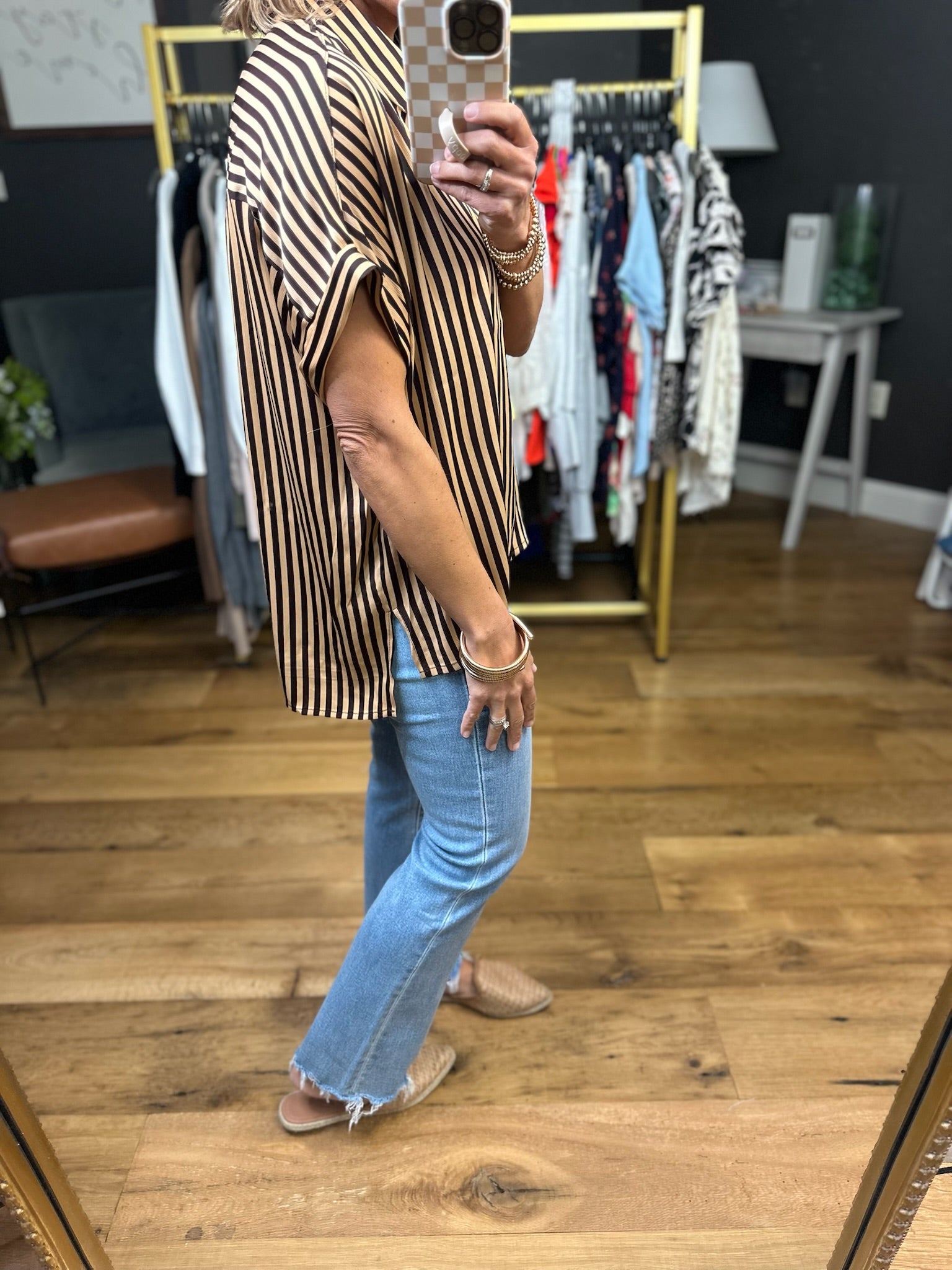Golden Hour Striped Button-Down Top - Coco-Eesome-Anna Kaytes Boutique, Women's Fashion Boutique in Grinnell, Iowa