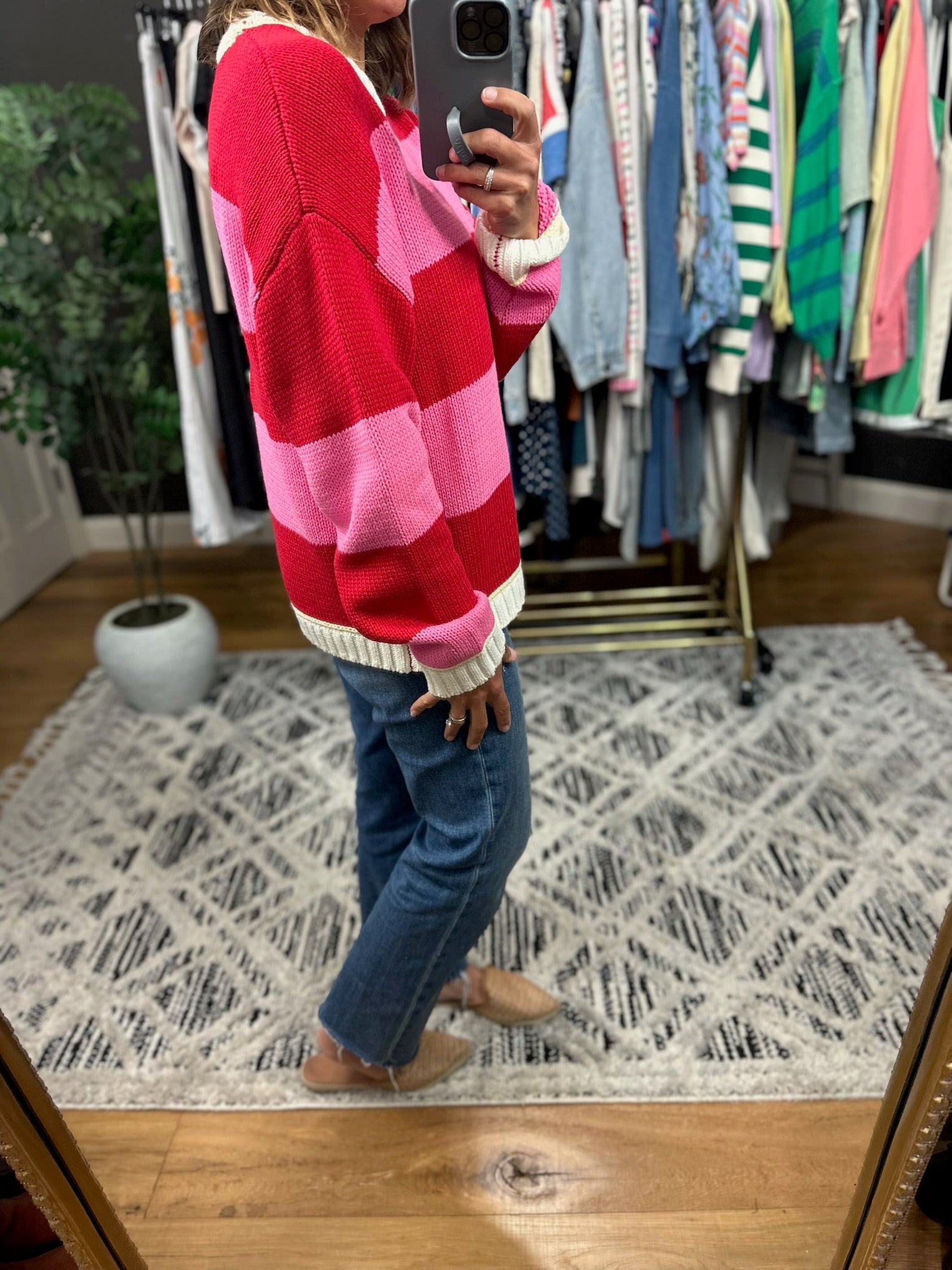 Heart The Lover Striped Crew Sweater-Sweaters-Hem & Thread-Anna Kaytes Boutique, Women's Fashion Boutique in Grinnell, Iowa