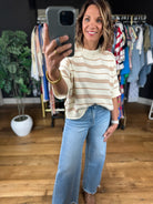 Helpful Hands Striped Knit Top-Short Sleeves-ee:some-Anna Kaytes Boutique, Women's Fashion Boutique in Grinnell, Iowa