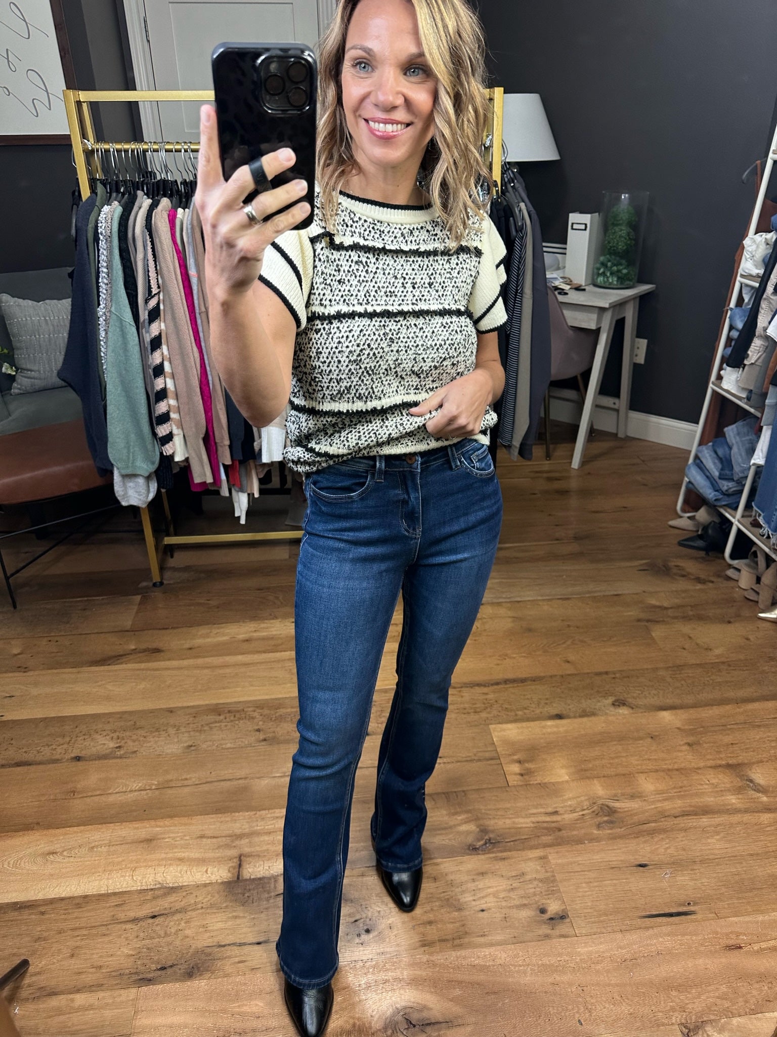 The Collette High-Rise Bootcut Denim-Jeans-Vervet T5351-Anna Kaytes Boutique, Women's Fashion Boutique in Grinnell, Iowa