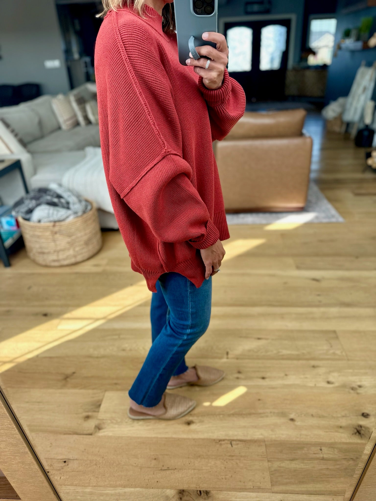 The Jaymes Mockneck Oversized Sweater-Sweaters-zenana-Anna Kaytes Boutique, Women's Fashion Boutique in Grinnell, Iowa