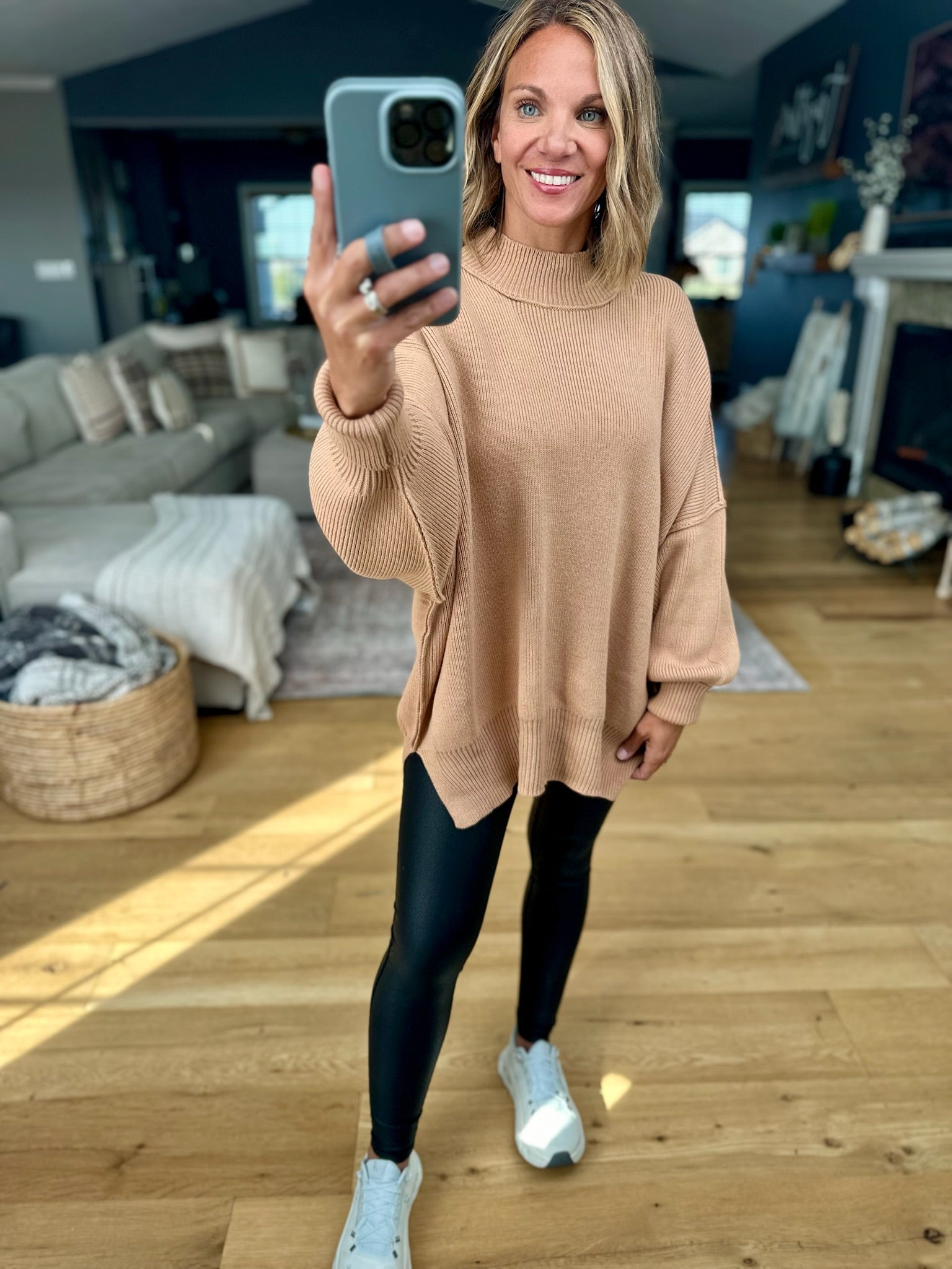 The Jaymes Mockneck Oversized Sweater-Sweaters-zenana-Anna Kaytes Boutique, Women's Fashion Boutique in Grinnell, Iowa