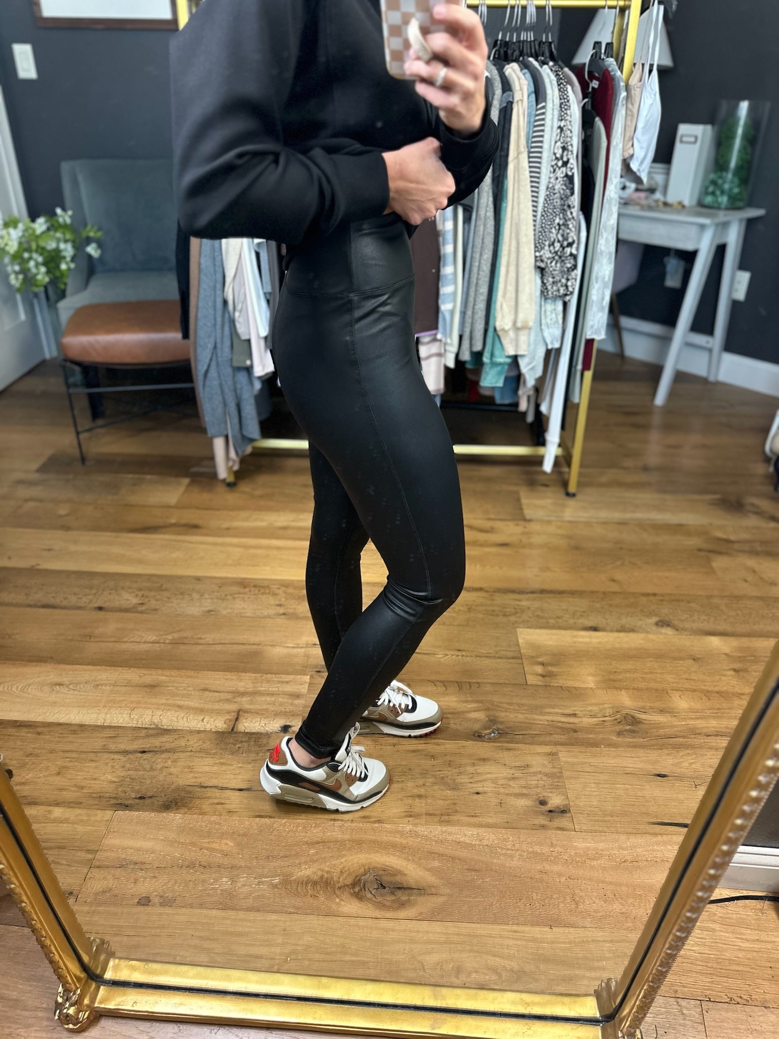 Different Views Faux-Leather Leggings - Black-Thread & Supply-Anna Kaytes Boutique, Women's Fashion Boutique in Grinnell, Iowa