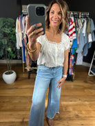 Sweet Talk Lace-Detail Top-Short Sleeves-Blu Pepper-Anna Kaytes Boutique, Women's Fashion Boutique in Grinnell, Iowa