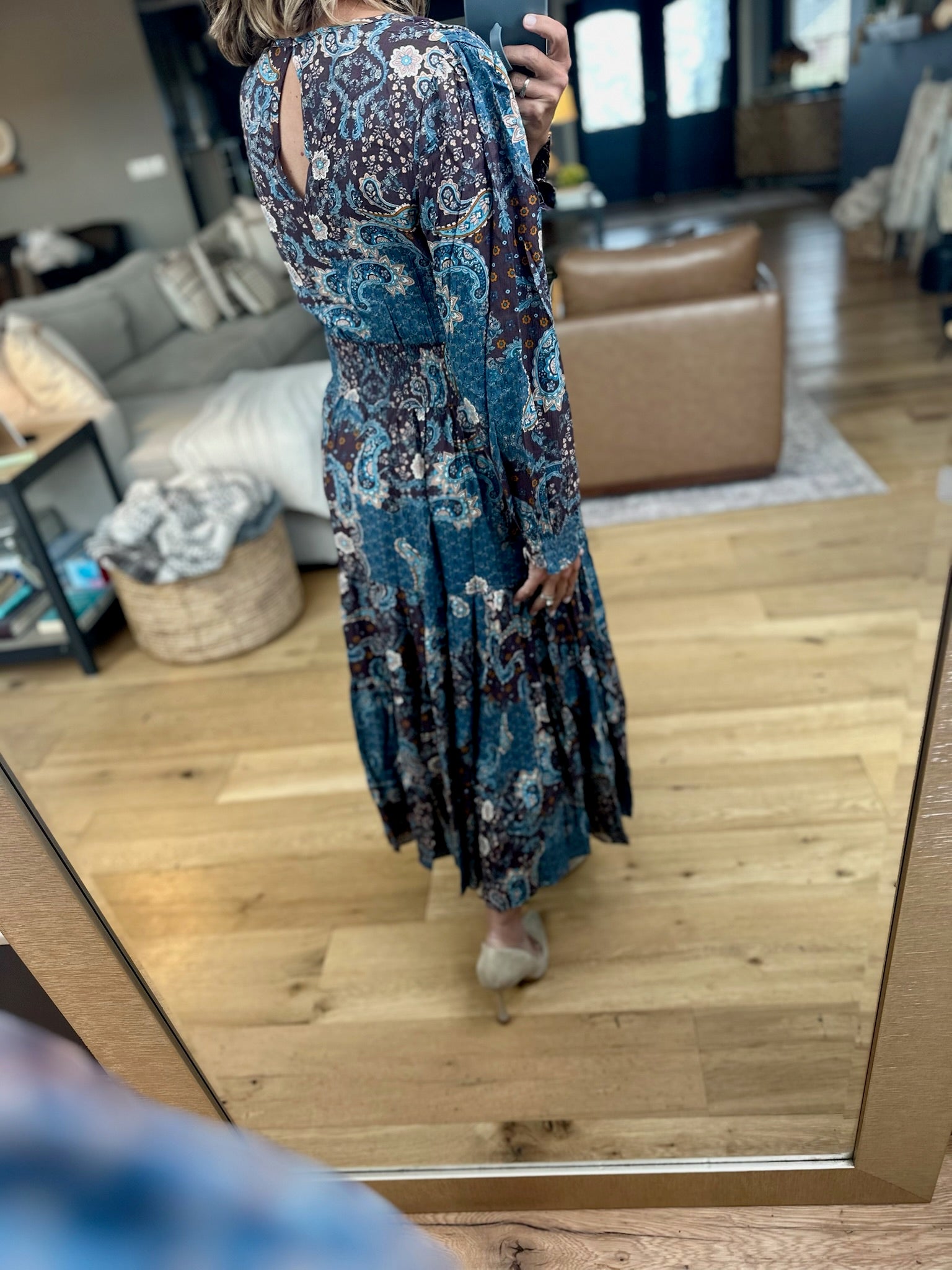 Enchanted Paisley V-Neck Dress-Dress Forum-Anna Kaytes Boutique, Women's Fashion Boutique in Grinnell, Iowa