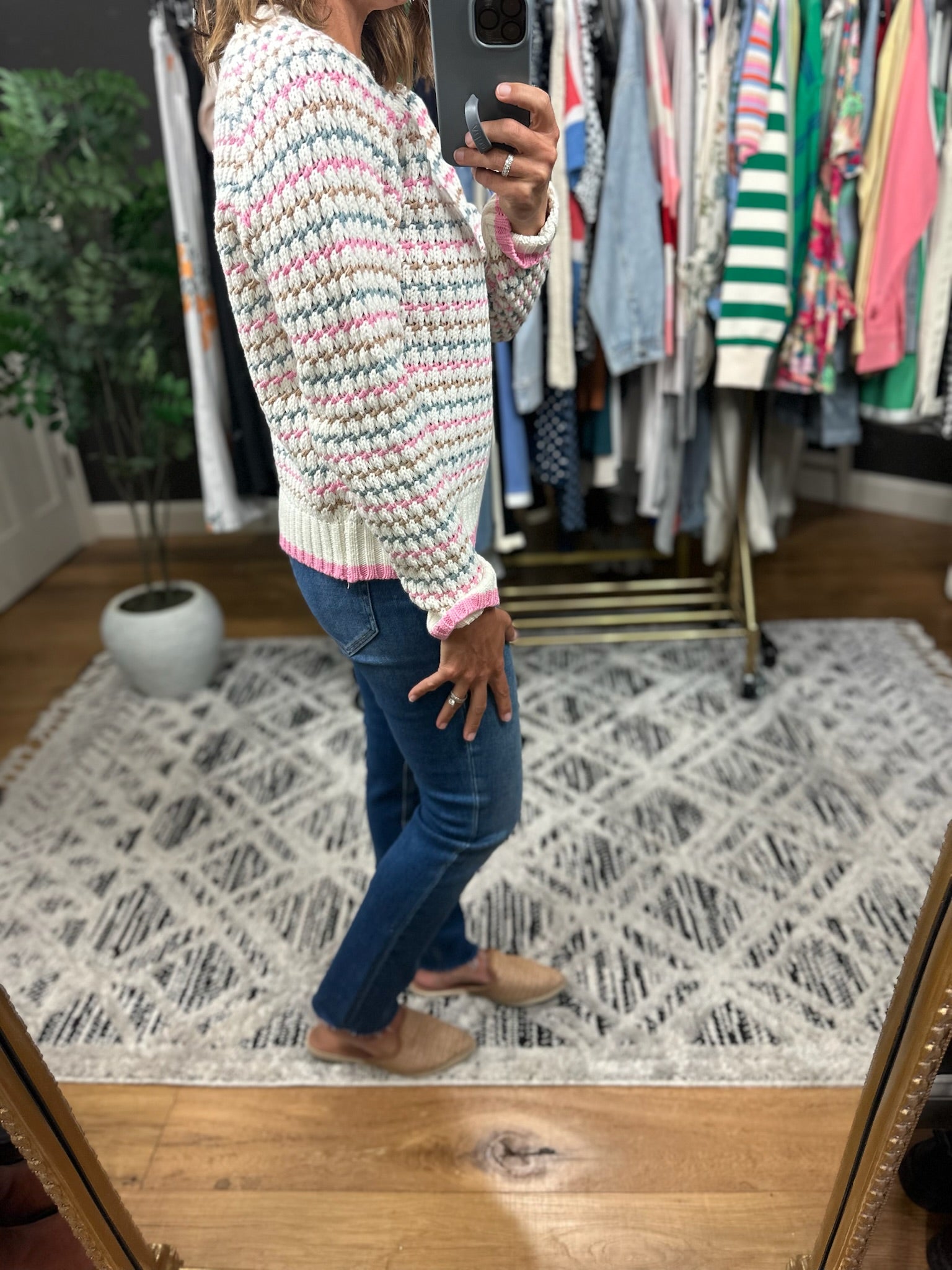 Time For Fun Woven Knit-Sweaters-Hem & Thread-Anna Kaytes Boutique, Women's Fashion Boutique in Grinnell, Iowa