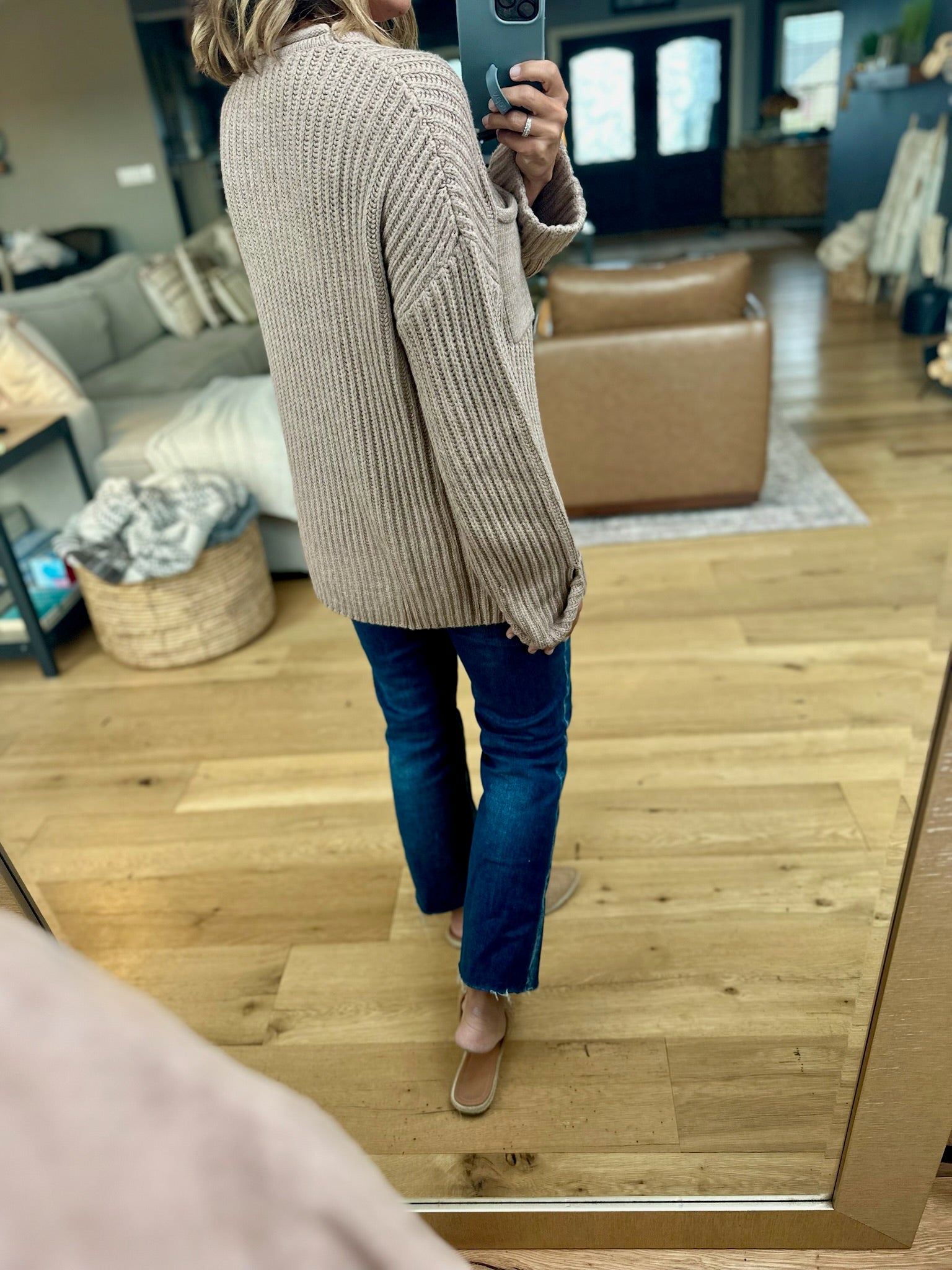 Here By Now Ribbed Pocket Knit Sweater-Entro-Anna Kaytes Boutique, Women's Fashion Boutique in Grinnell, Iowa