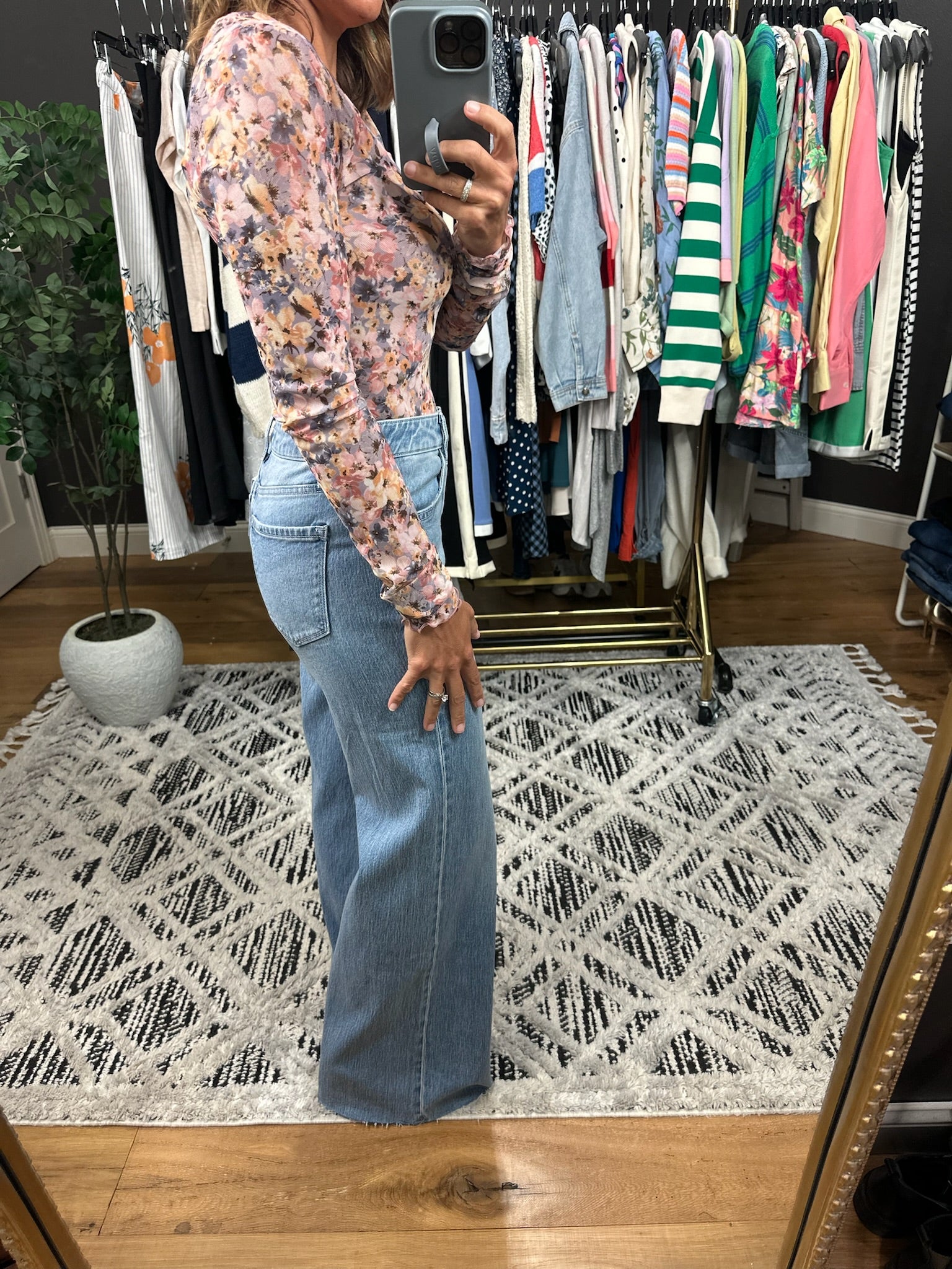 Fill Your Cup Floral Long Sleeve Top-Long Sleeves-Hem & Thread-Anna Kaytes Boutique, Women's Fashion Boutique in Grinnell, Iowa