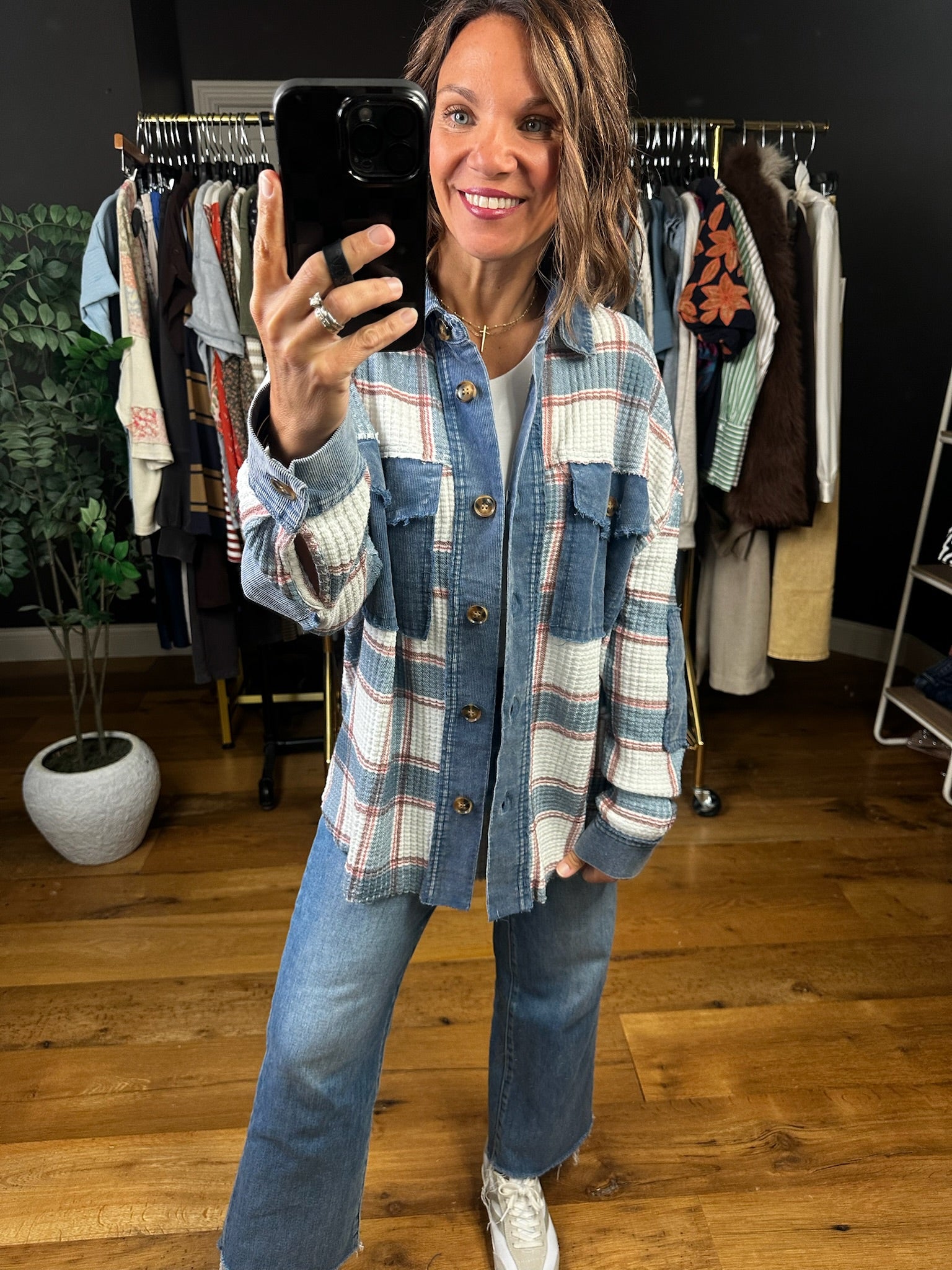New Day Ahead Waffle Shacket-Long Sleeves-Easel-Anna Kaytes Boutique, Women's Fashion Boutique in Grinnell, Iowa