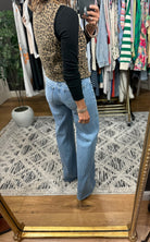Then & Now Leopard Cropped Denim Vest-Short Sleeves-Very J-Anna Kaytes Boutique, Women's Fashion Boutique in Grinnell, Iowa