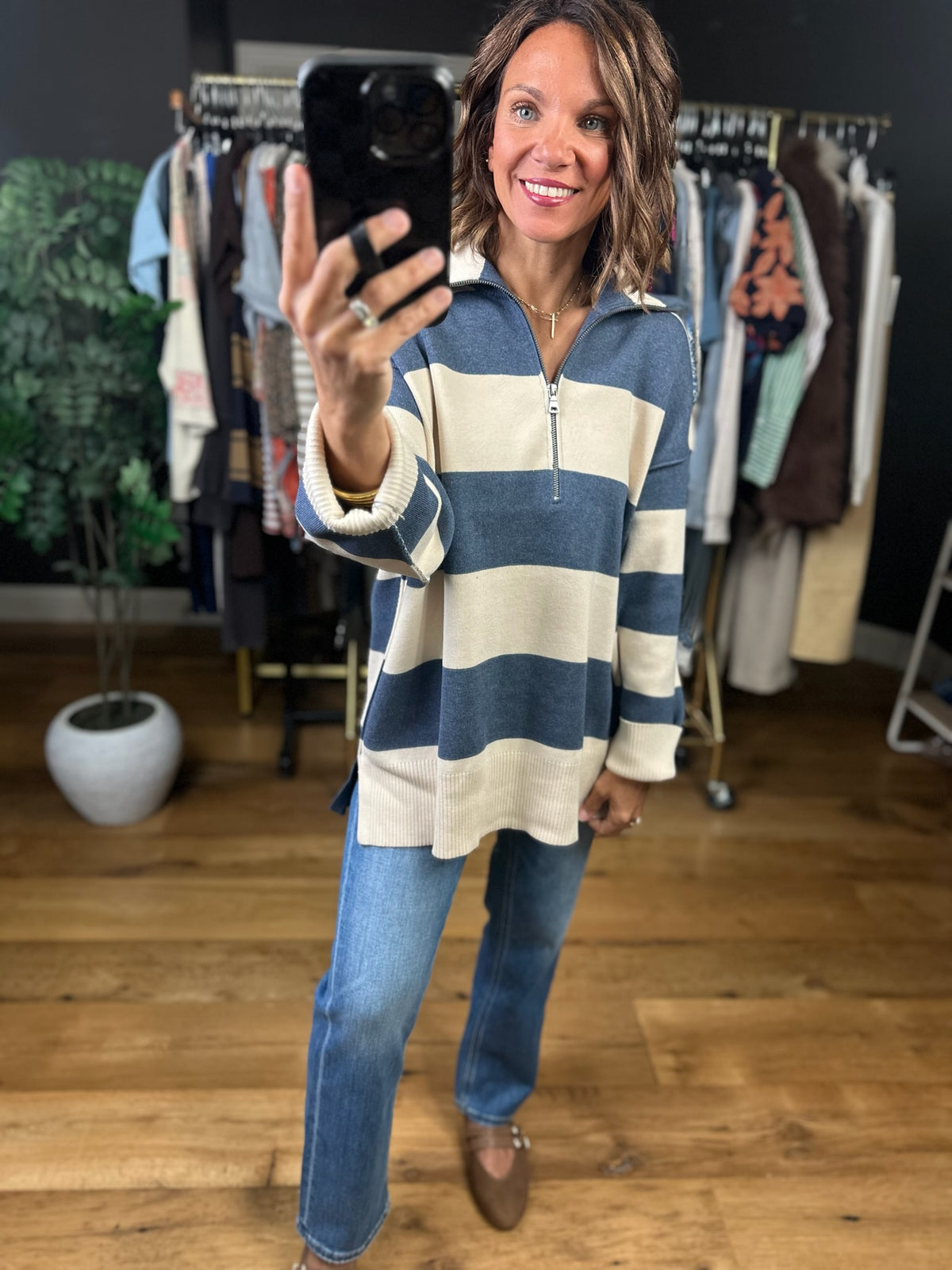Moving On Oversized Zip-Up Knit-Sweaters-By Together-Anna Kaytes Boutique, Women's Fashion Boutique in Grinnell, Iowa