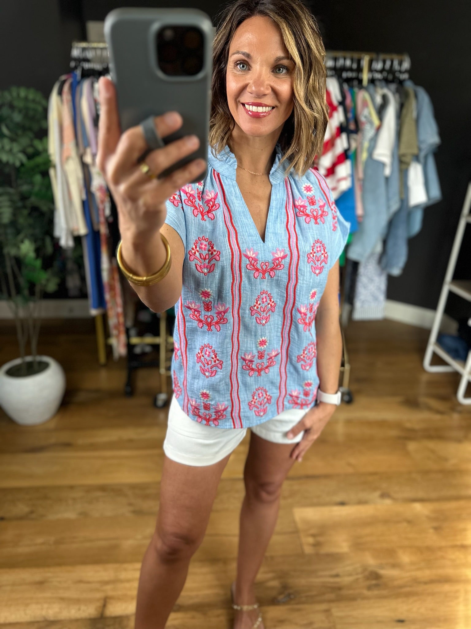 All Things New Embroidered Top-Short Sleeves-THML-Anna Kaytes Boutique, Women's Fashion Boutique in Grinnell, Iowa